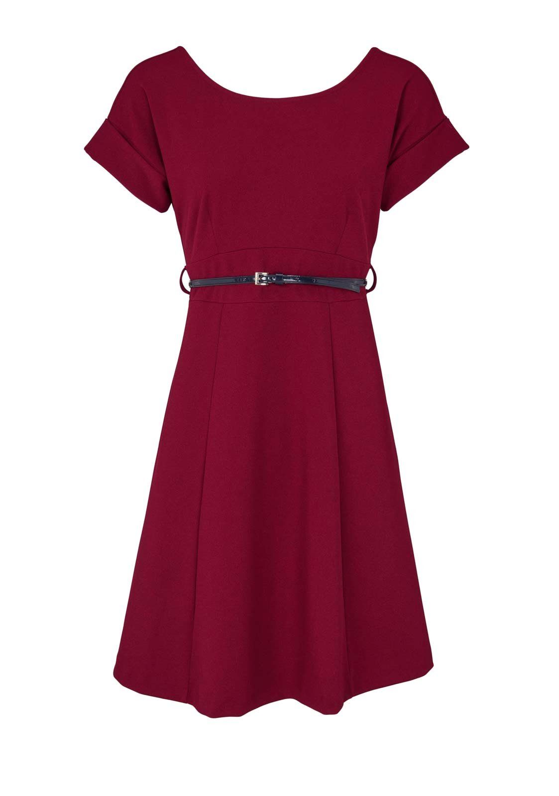 [Neueste Mode] heine Shirtkleid mit Damen Gürtel, bordeaux Kleid Heine