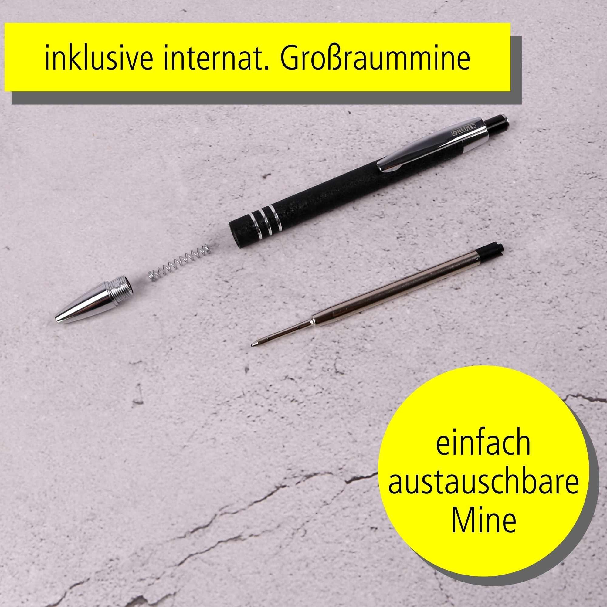 Online Pen Kugelschreiber Graphite Schwarz in Geschenkbox mit Pen Druckkugelschreiber, aus Metallclip, Aluminium