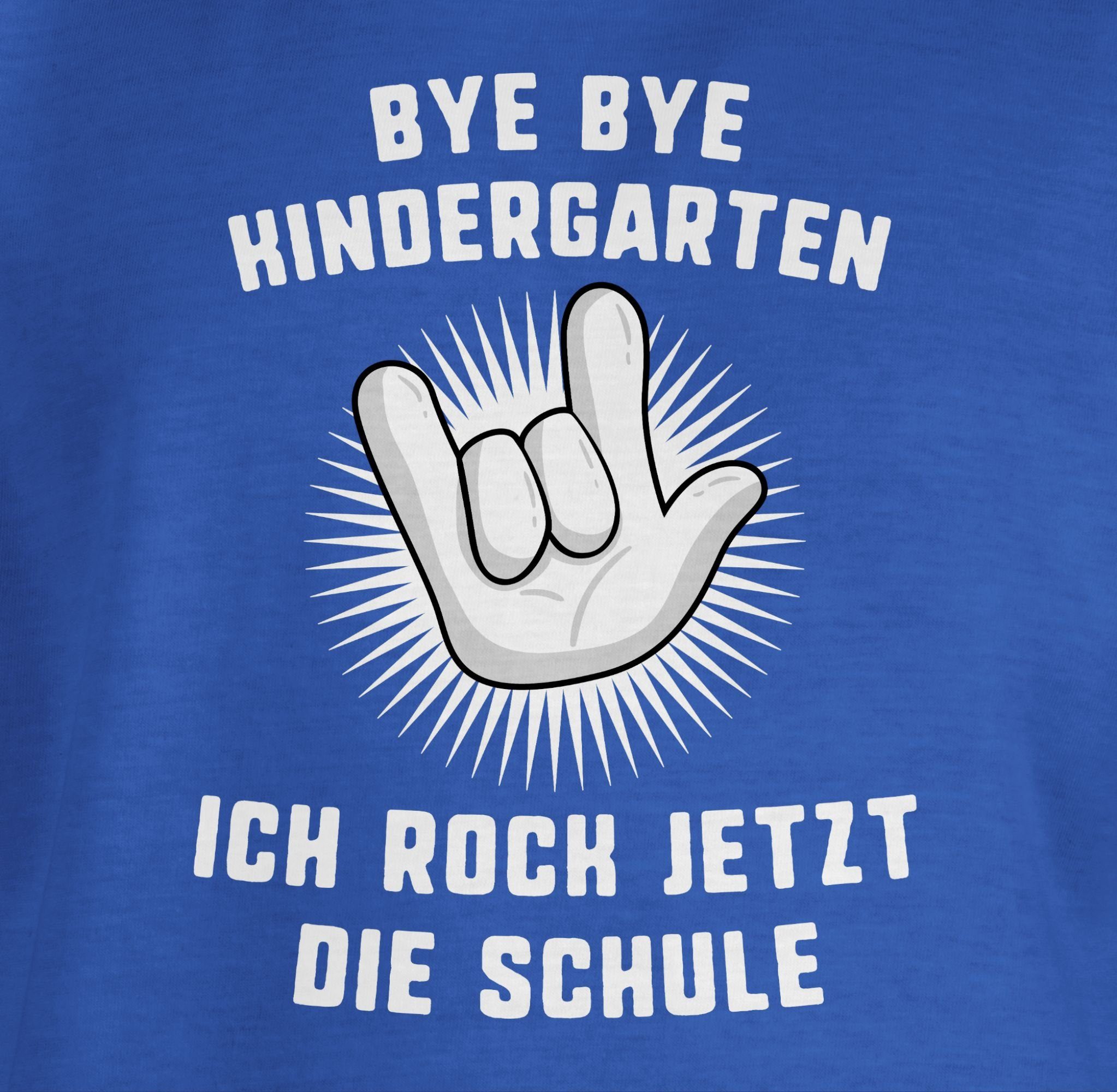 Schule Ich 2 die Hand Bye Junge rock Royalblau Shirtracer T-Shirt Schulanfang Einschulung Geschenke jetzt Kindergarten Bye