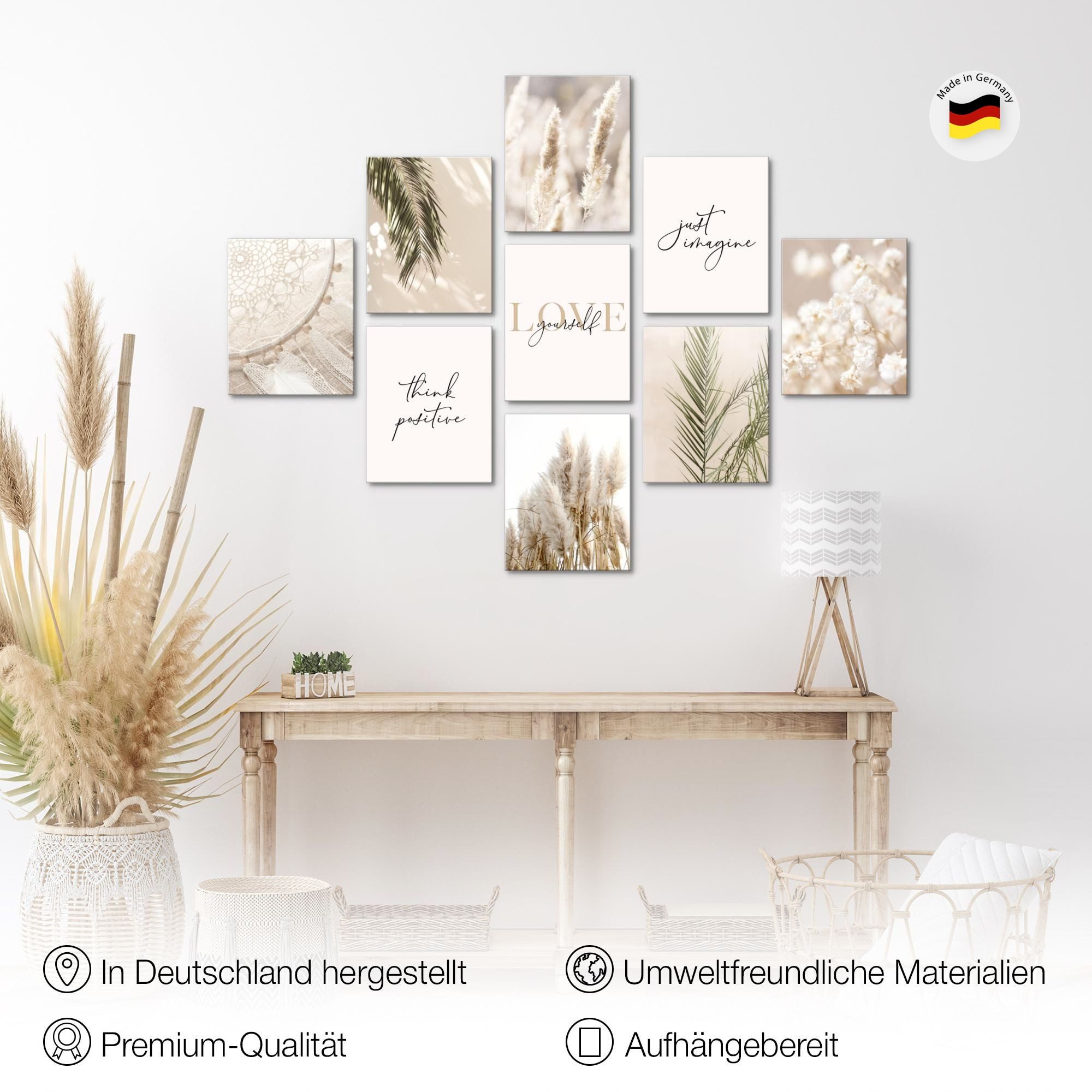 Novart Wandbild Boho Natur Wohnzimmer Schlafzimmer AUFHÄNGFERTIG, Love 9 Bilder 20x25 cm – Bild 2 von 5