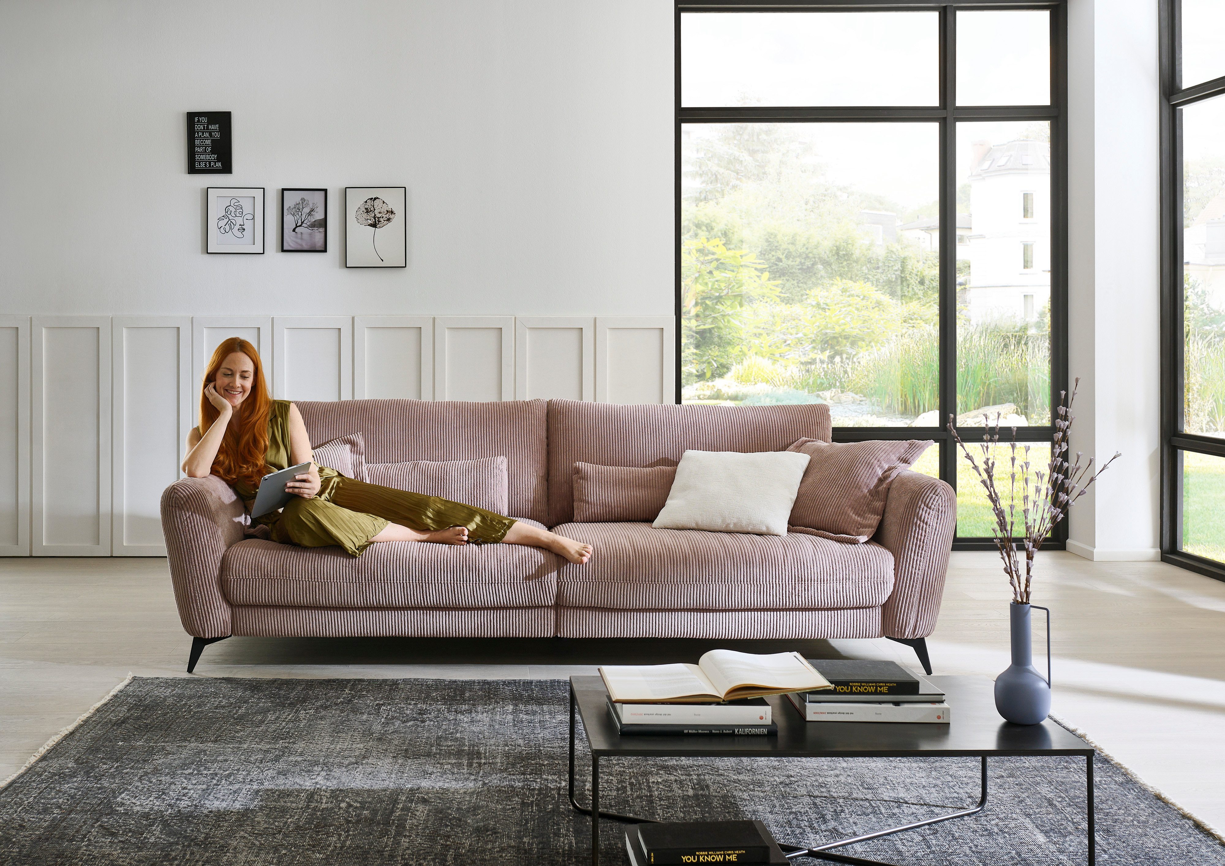 Die PlanBar Big-Sofa MP-IN23149, Kaltschaumpolsterung mit SoftSitz, Lose Rückenkissen