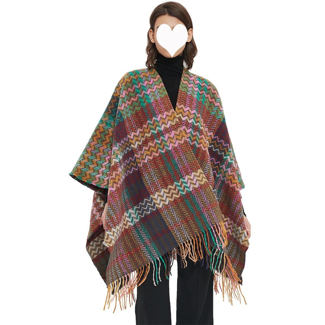DÖRÖY Modeschal Damen Stil Retro Schal warmen Winter Quasten Umhang Schal, ethnischen