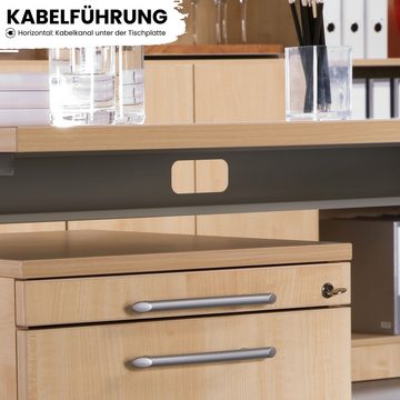 bümö Schreibtisch Serie-A - Arbeitshöhe: höhenverstellbar, Rechteck: 120 x 80 cm - Dekor: Grau