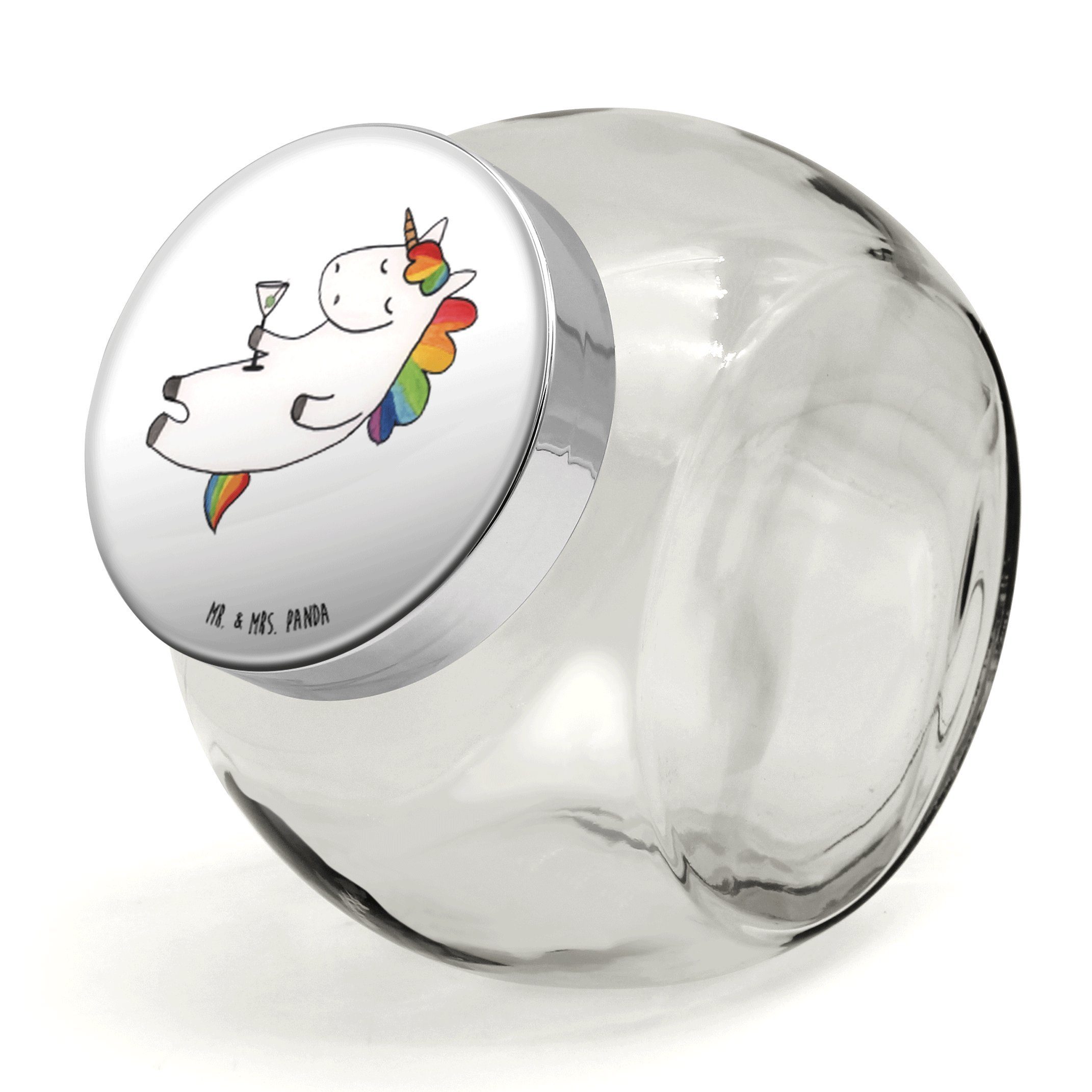 Mr. & Mrs. Panda Vorratsglas XL 2000ml Einhorn Cocktail - Weiß - Geschenk, Küchenorganizer, Spruch, Premium Glas, (1-tlg), Stilvoll & Praktisch