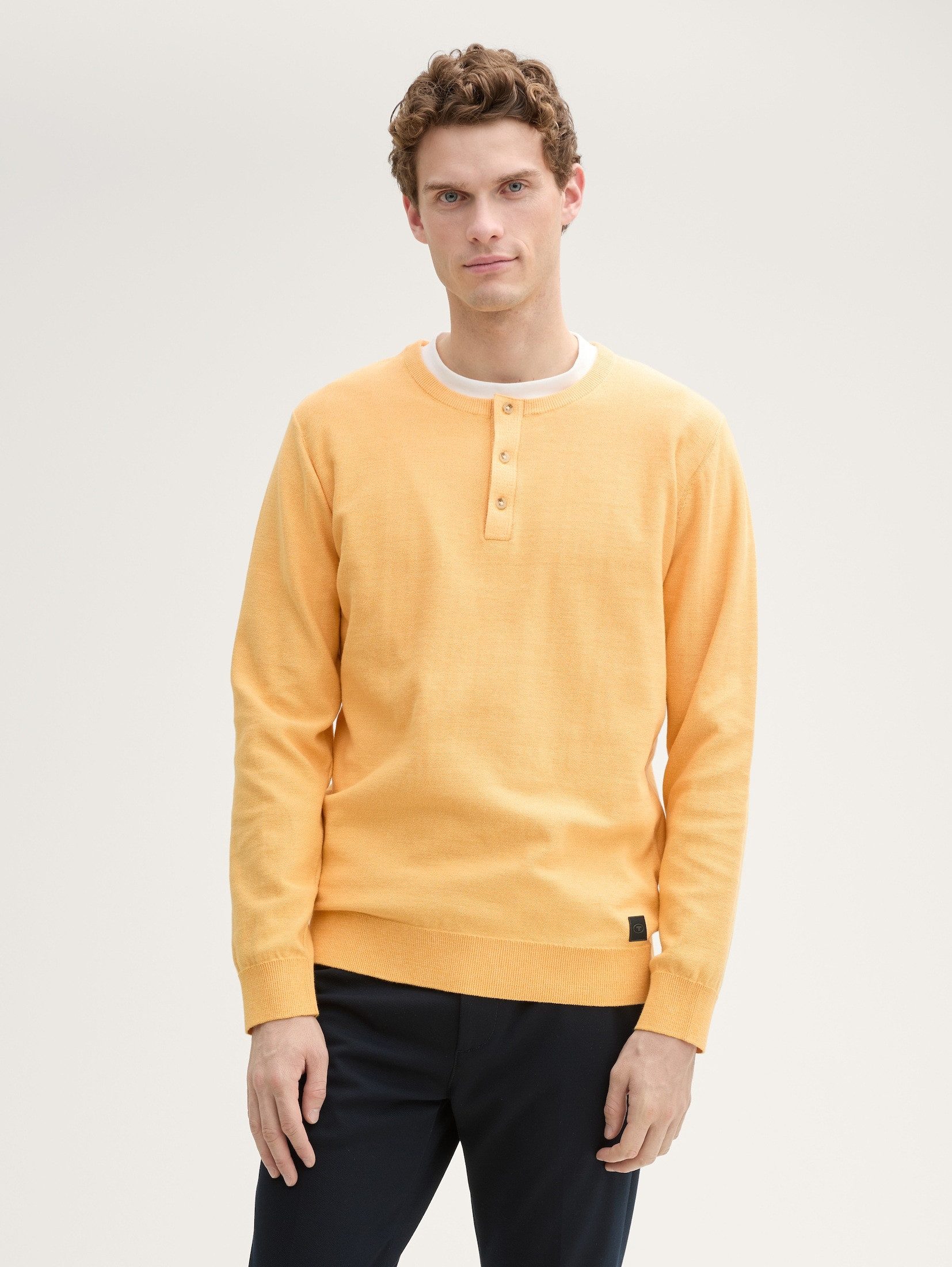 Strickpullover Henley Strickpullover aus Baumwolle