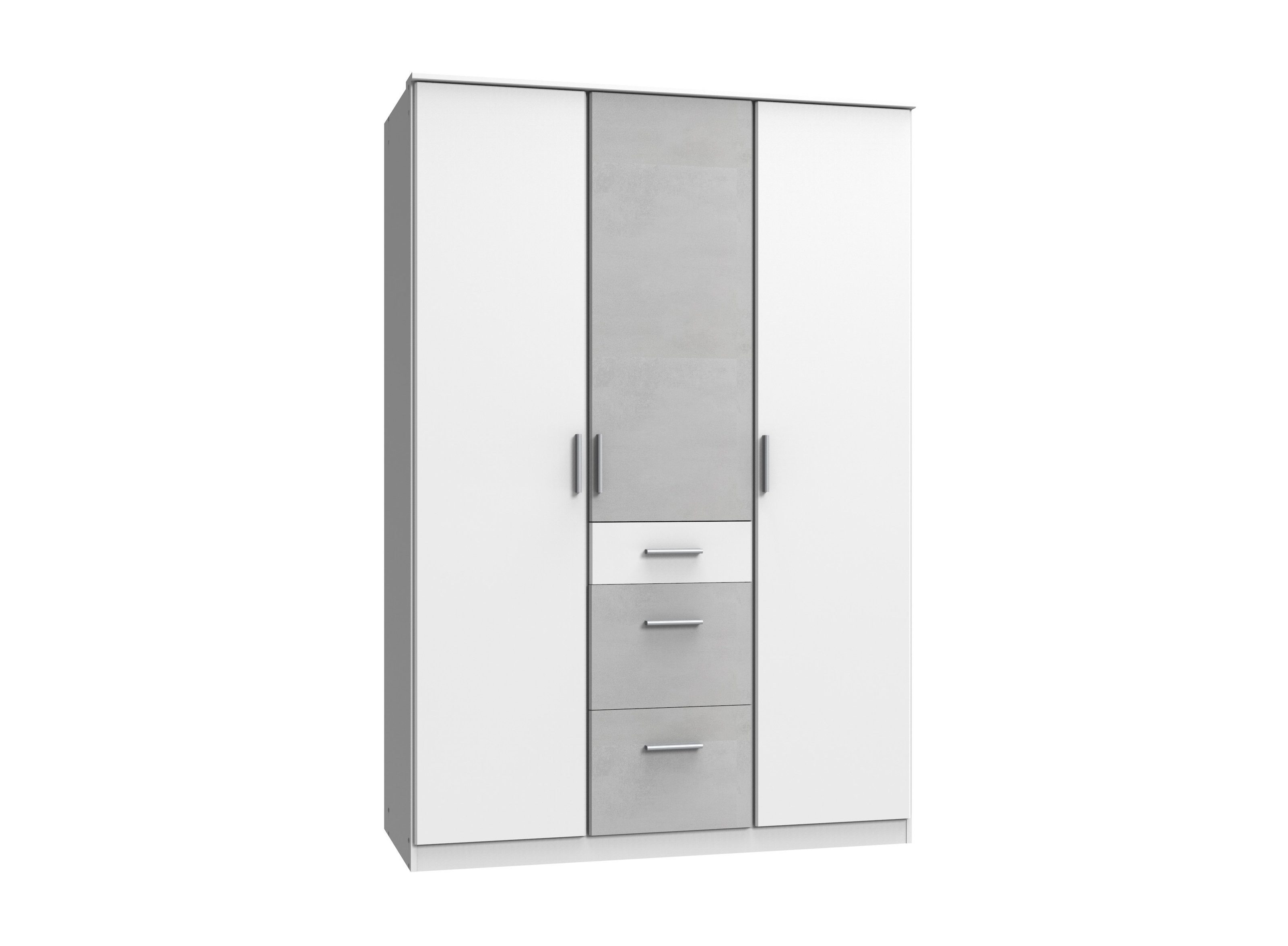 Wimex Dreh-/Schwebetürenschrank in Weiß mit 3 Schubladen und 3 Türen (B/H/T: 135x199x58 cm)
