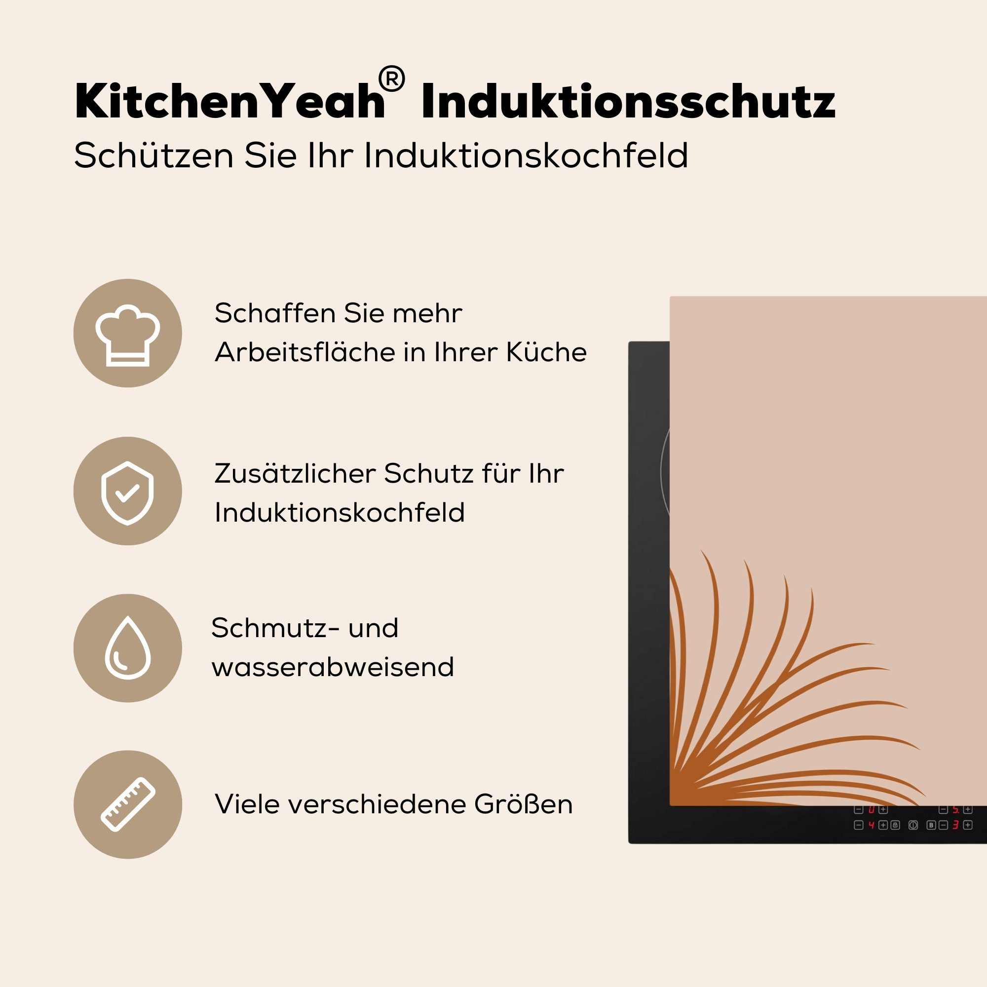81x52 küche, - (1 tlg), Abstrakt, cm, - die MuchoWow Ceranfeldabdeckung Vinyl, Herdblende-/Abdeckplatte Sommer Frau Schutz für Induktionskochfeld