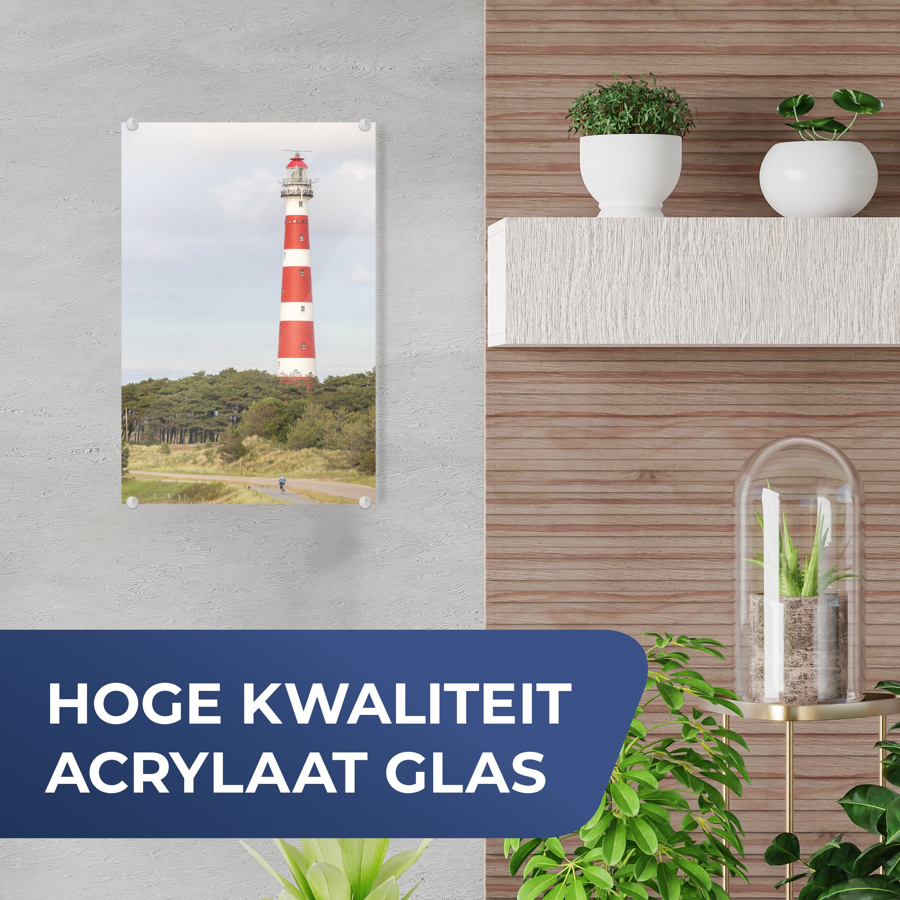 auf Leuchtturm - MuchoWow Glas Wanddekoration - Niederlande, auf Bilder - - - Acrylglasbild Glasbilder (1 Foto Insel Wandbild St), Glas