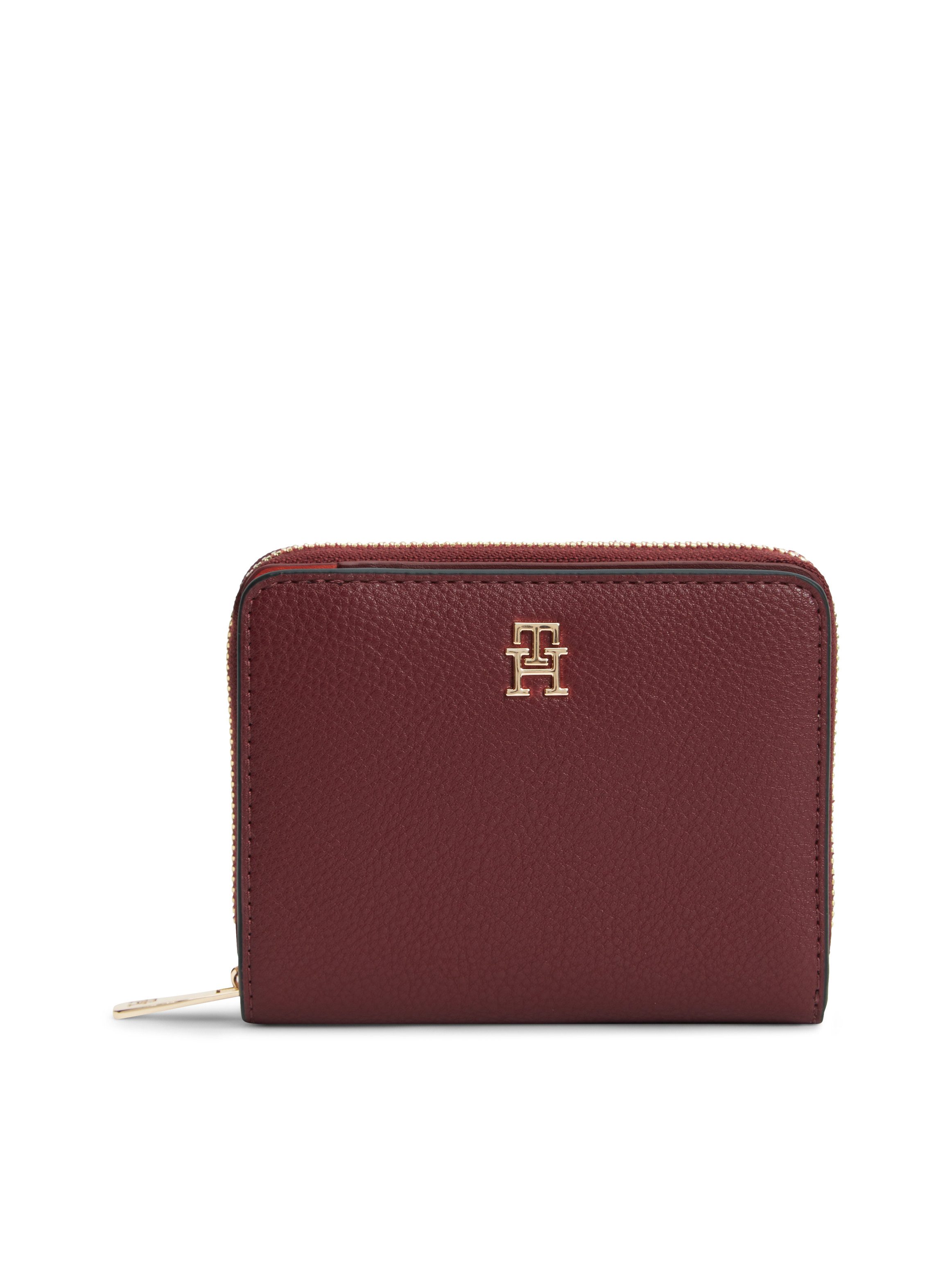 Tommy Hilfiger Geldbörse TH ICON MED ZA W/ FLAP SEASONAL, Damen Geldbeutel, Portemonnaie mit Logoschriftzug