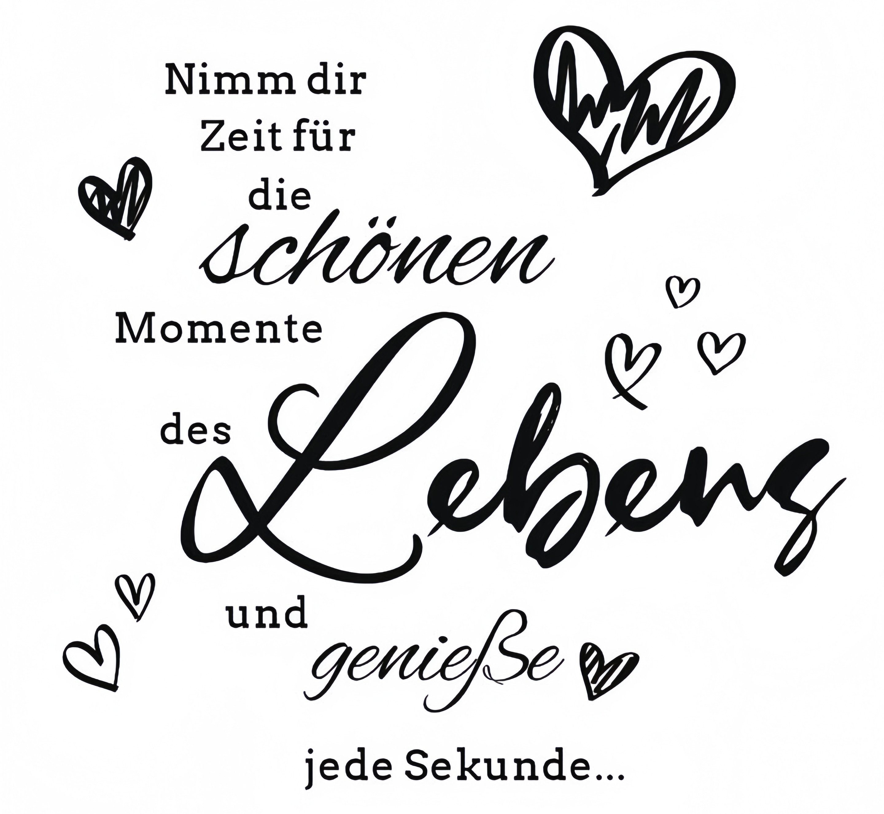 FOUORTUNATE-BEE Wandtattoo 2 Wandtattoos mit schwarzem Schriftzug für Wohnzimmer & Flur, Schrift Wandaufkleber Set für Wand, Möbel & Türen