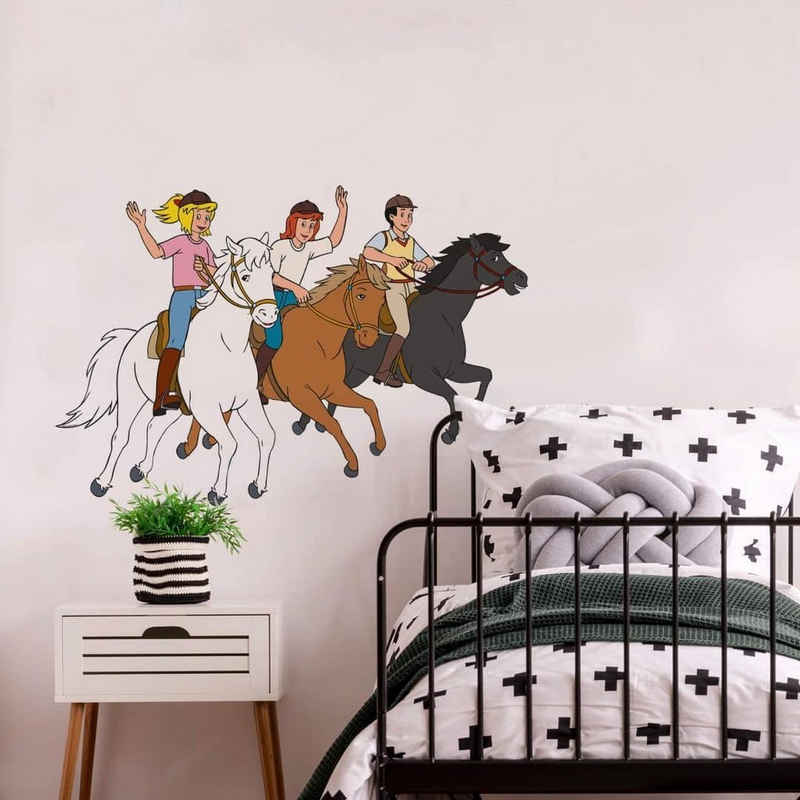Bibi & Tina Wandtattoo Bibi & Tina und Alex Wandtattoo Ausritt große Wanddeko Pferd Kinderzimmer, selbstklebend, entfernbar