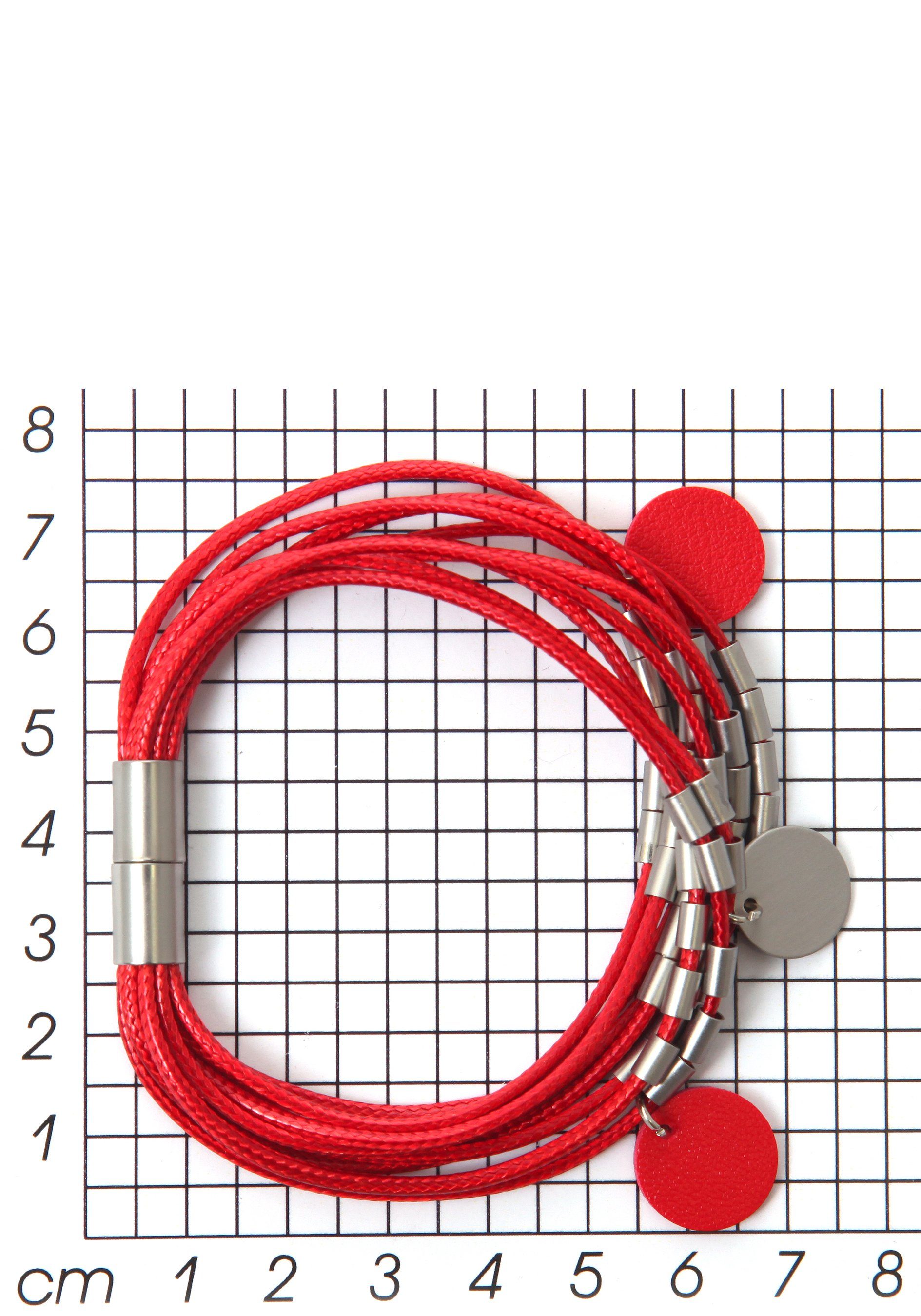 Firetti Armband rot, rund, bicolor, mehrreihig