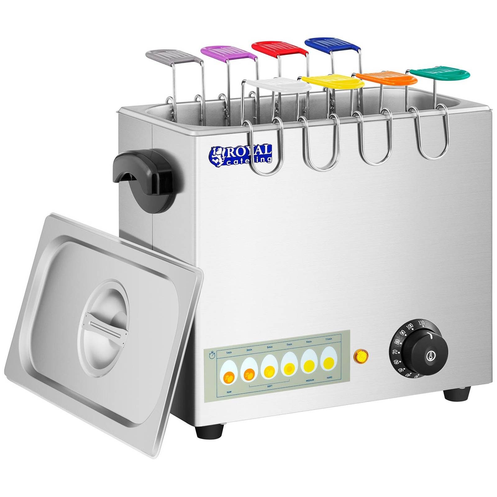 Royal Catering Eierkocher Eierkocher 8 Eier 2600W 30-110°C Edelstahl Warmhaltefunktion, 2600 W