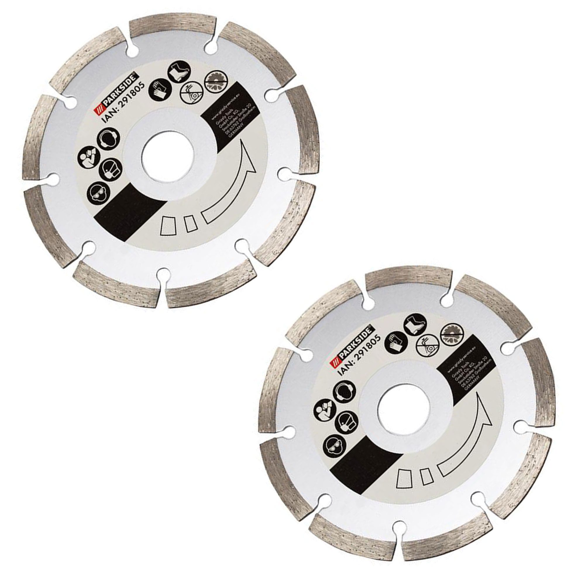 Grizzly Tools Diamanttrennscheibe Mauernutfräse Diamanttrennscheibe 2 Stück für PMF 1350, 1500, Ø 125 mm, (2-tlg), Bohrung 22,23 mm