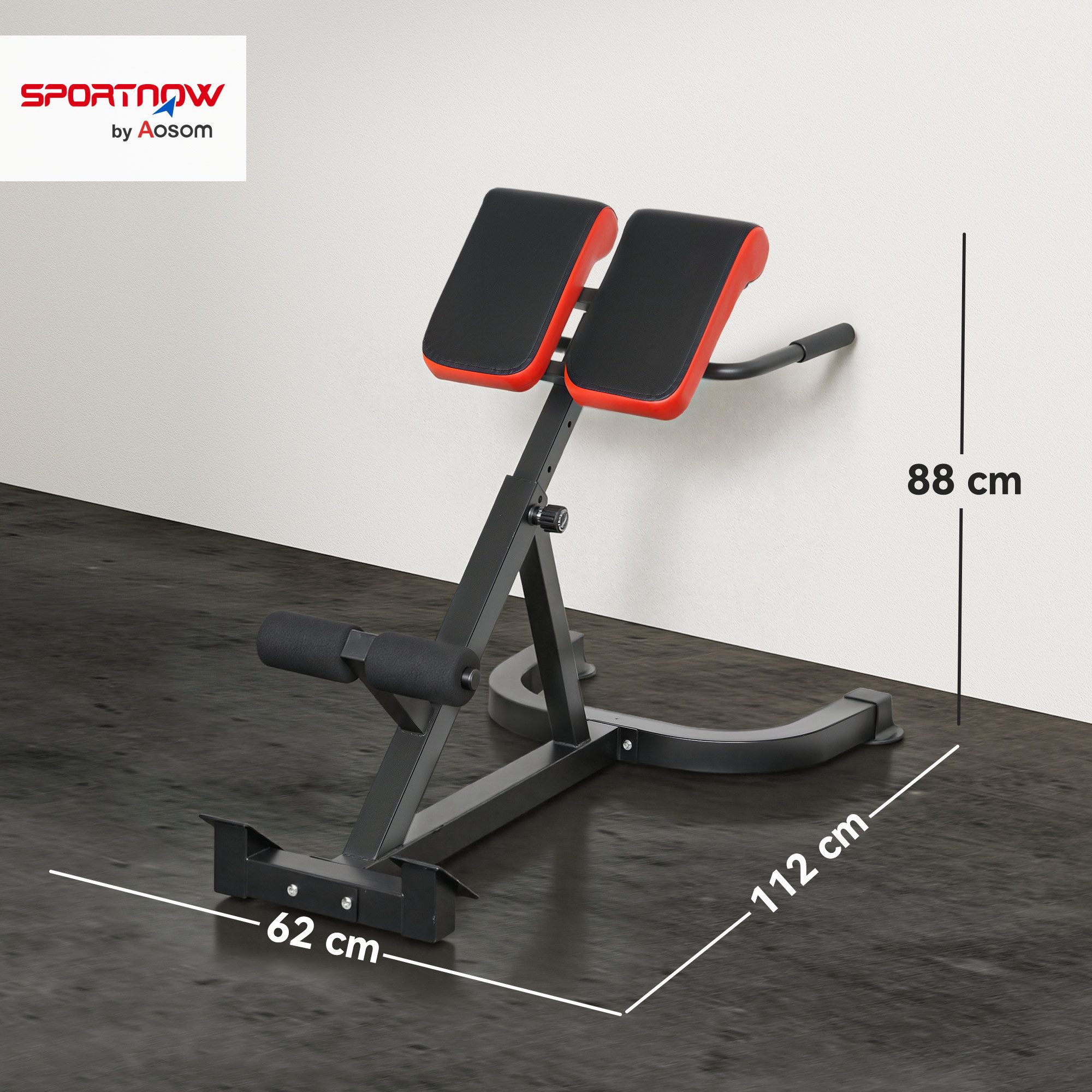 SPORTNOW Hantelbank mit Beinfixierung, Haltegriffen, (Hyperextension Rückentrainer, 1-tlg., Höhenverstellbar Bauchtrainer), bis 120 kg, Rückenstrecker für Zuhause, Fitness