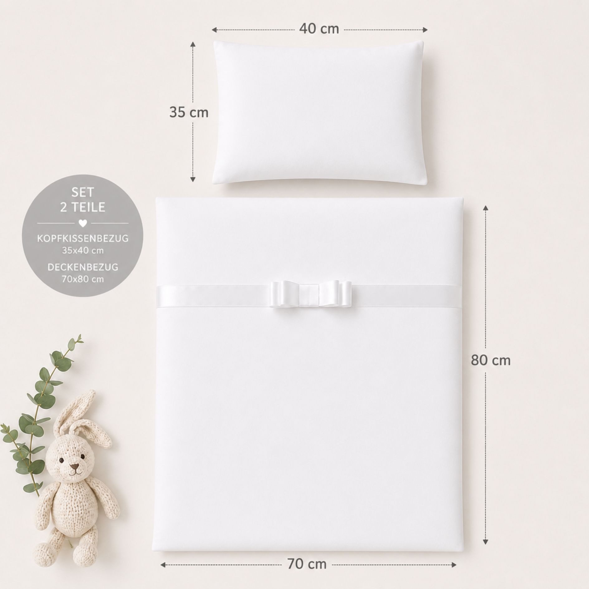 Babymajawelt Babybettwäsche Bettwäsche Set für Wiege Stubenwagen Beistellbett 70x80cm 35x40 cm, Baumwolle, 2 teilig, Edel, Klassisch, Weiche Baumwolle, Made in EU