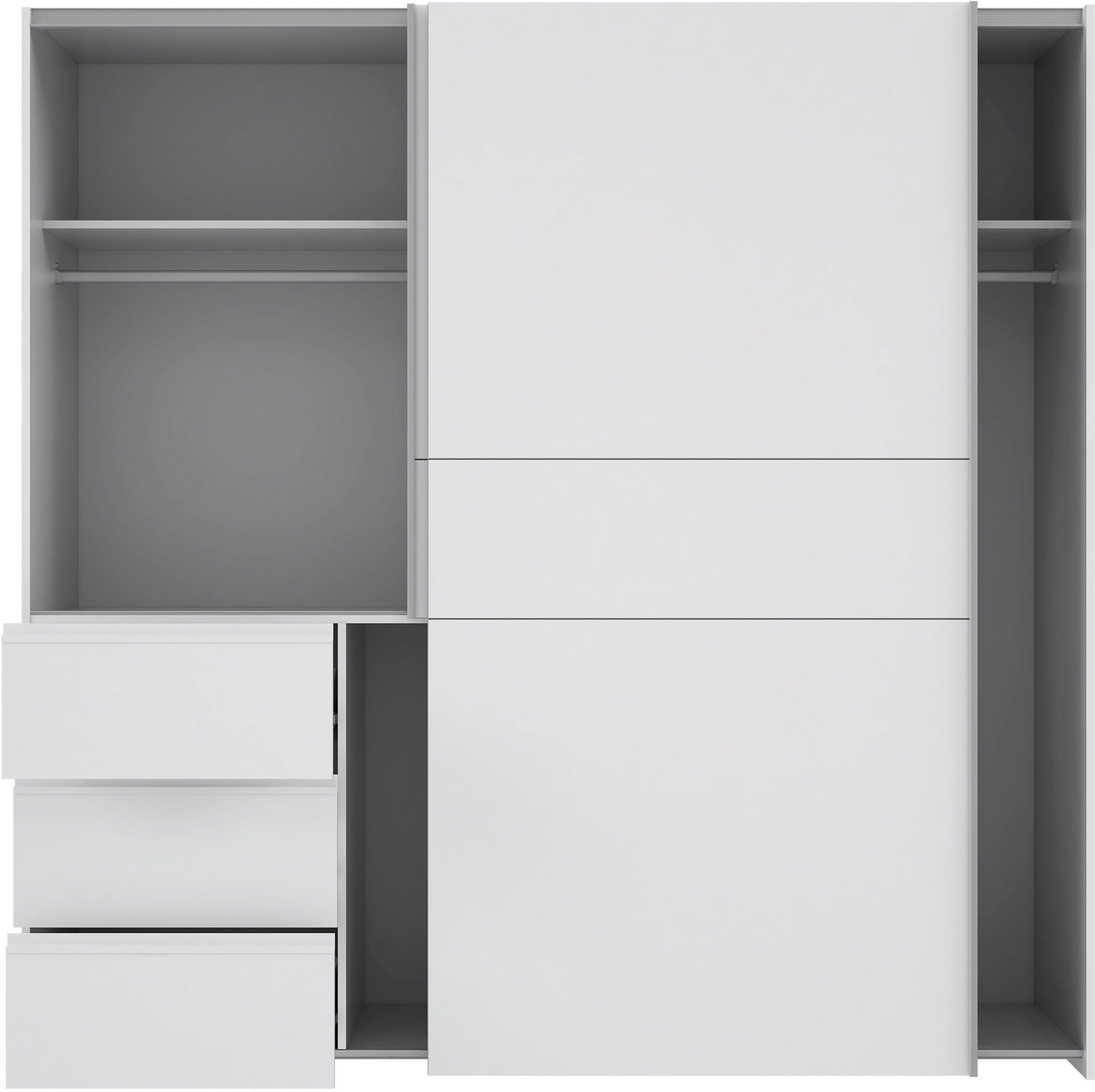 FORTE Schwebetürenschrank Winn, Schiebetürenschrank mit 3 Schubladen, Made in Europe (In 2 Größen erhältlich - B/H/T ca. 170x200,5x61cm und 200x200,5x61cm) vers – Bild 4 von 5