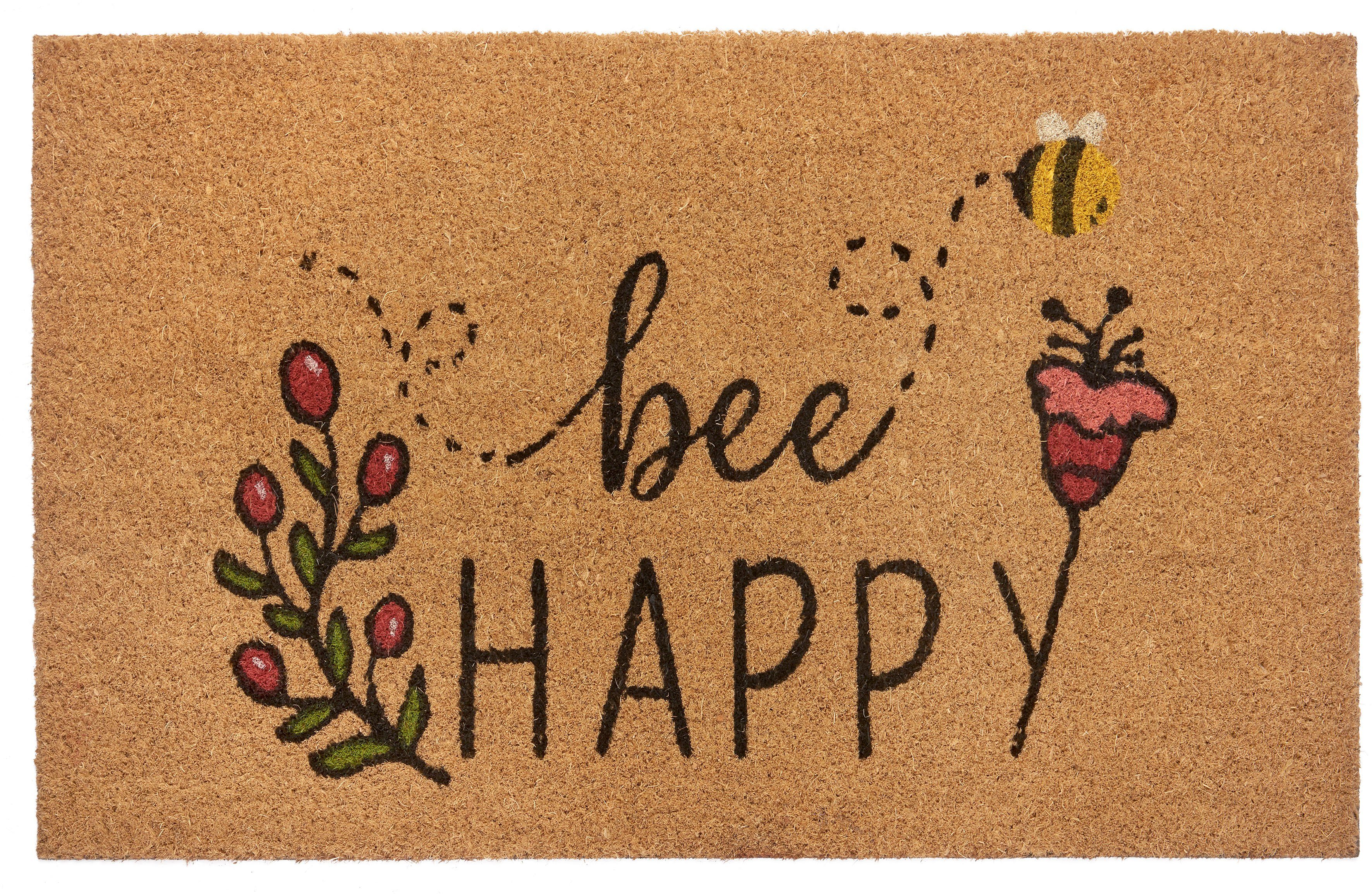 Fußmatte Bee Happy, HANSE Home, rechteckig, Höhe: 15 mm, Kokos,  Schmutzfangmatte, Outdoor, Rutschfest, Innen, Kokosmatte, Flur