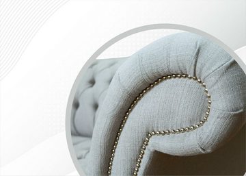 JVmoebel Chesterfield-Sofa Luxus hellgrauer 2-Sitzer Chesterfield Wohnzimmermöbel Textil Neu, Made in Europe