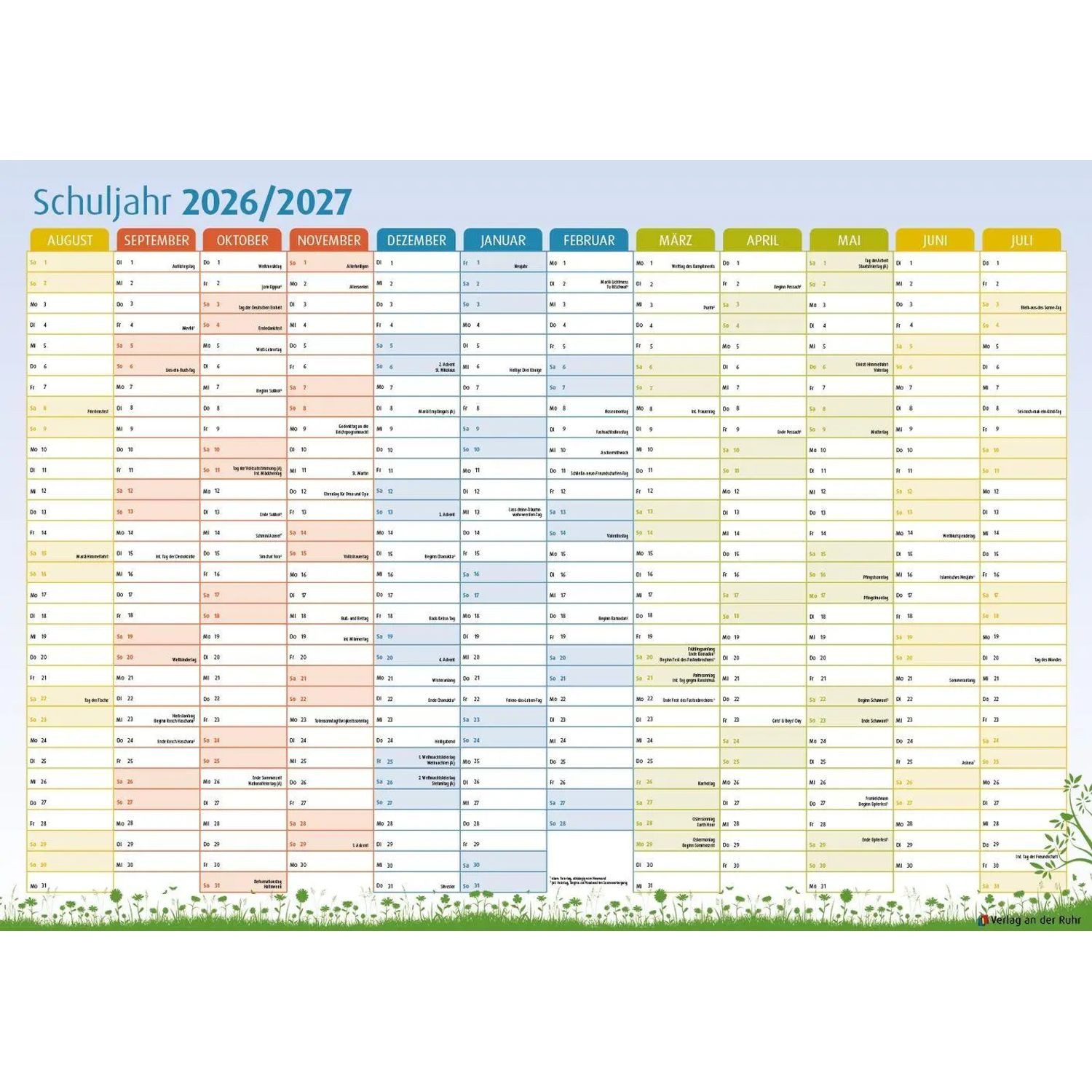 Verlag an der Ruhr Wandkalender Der Schuljahres-Wandkalender 2026/2027, A1