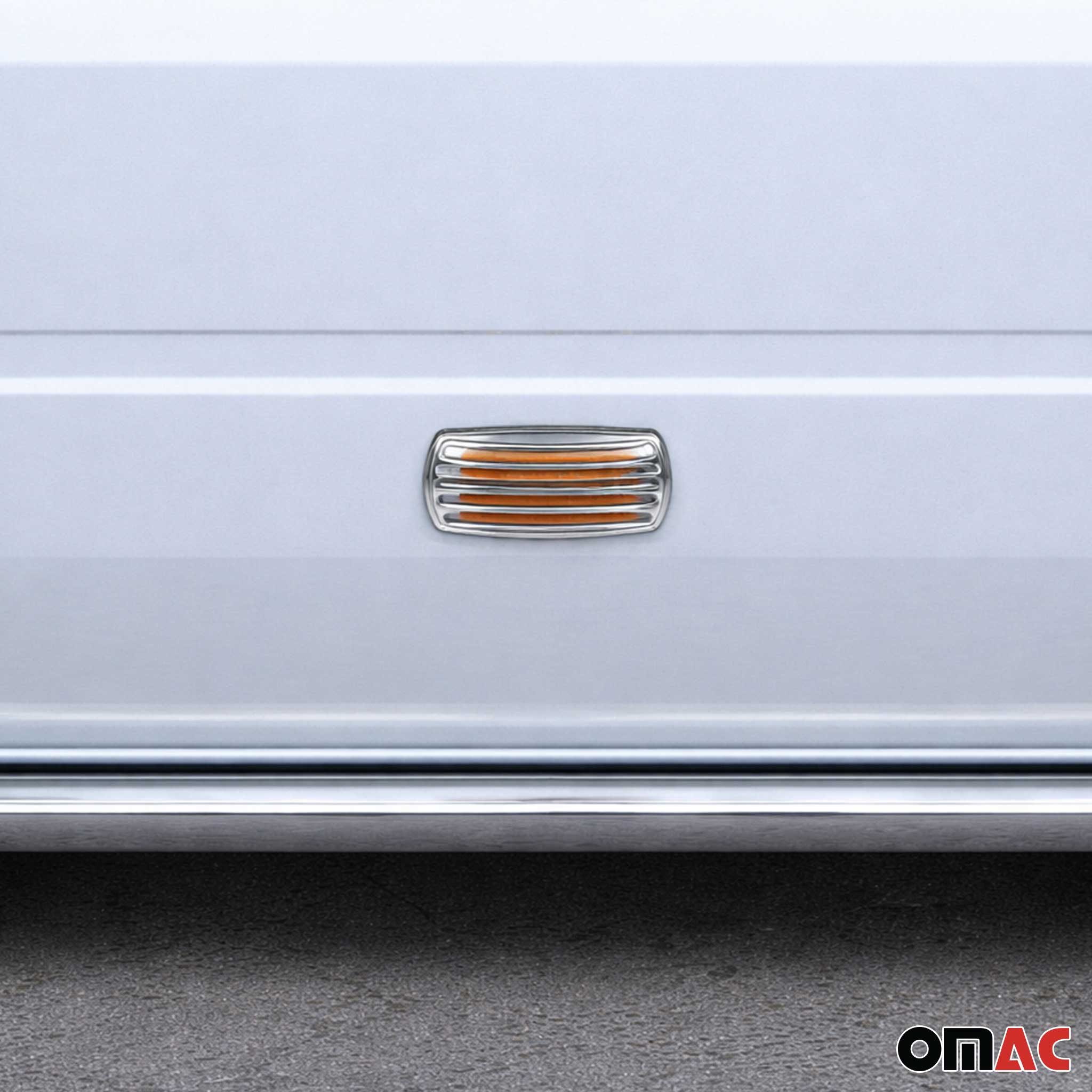 OMAC Zierleisten-Aufkleber Signalblende Blinker Umrandung für Hyundai H-100 Chrom ABS 2x, (2tlg), Langlebig,Einfache Reinigung,Einfache Installation,Rostbeständig
