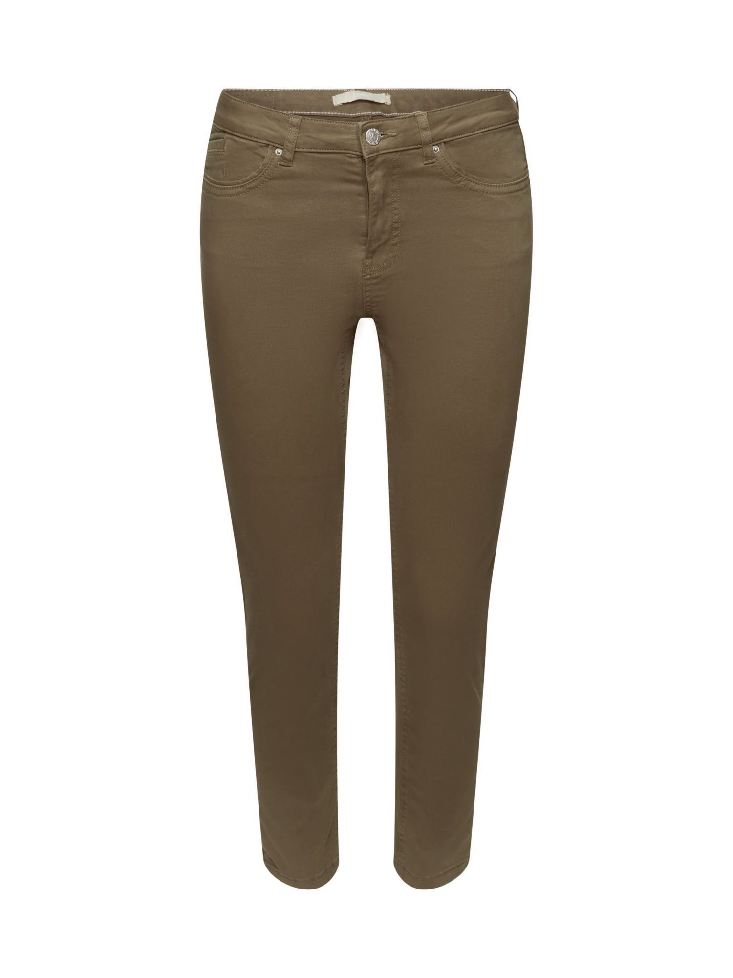 GREEN edc Stretchige by 7/8-Hose Esprit KHAKI in Cropped-Länge Mid-Rise-Hose
