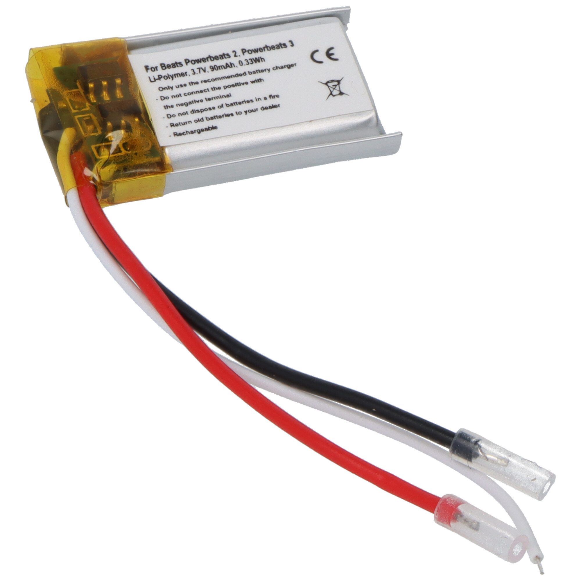 AccuCell Akku passend für Beats Powerbeats 2, Powerbeats 3, Li-Polymer, 3,7V, Akku 90 mAh (3,7 V)