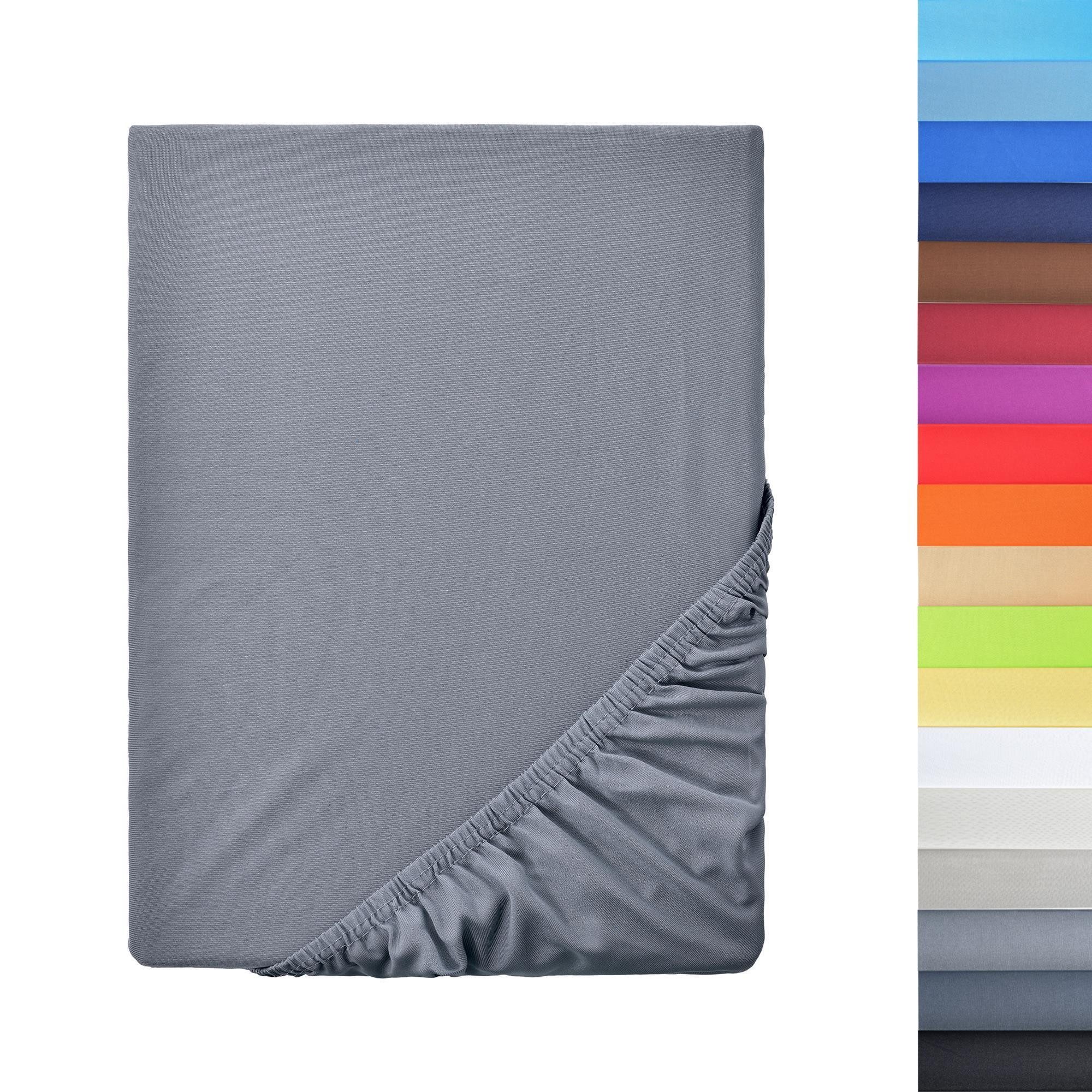 NatureMark Spannbettlaken Boxspringbett Mikrofaser Spannbetttuch 200x220cm, Polyester, Gummizug: rundum, Mittelgrau