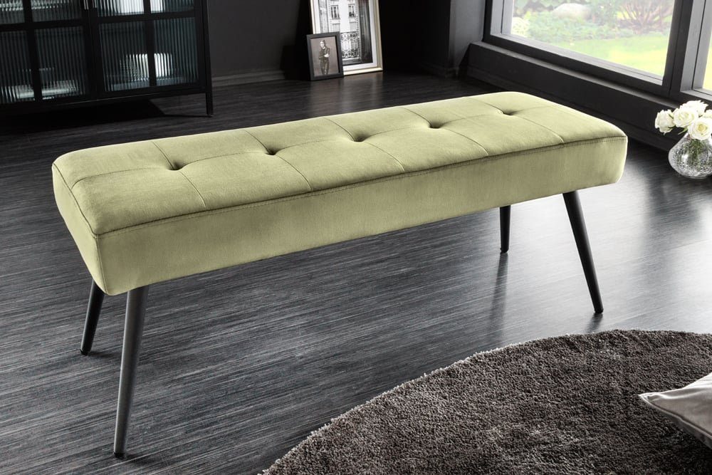 riess-ambiente Sitzbank BOUTIQUE 100cm grün / schwarz (Einzelartikel, 1-St), Wohnzimmer · Samt · Metall · Esszimmer· Flur · Schlafzimmer