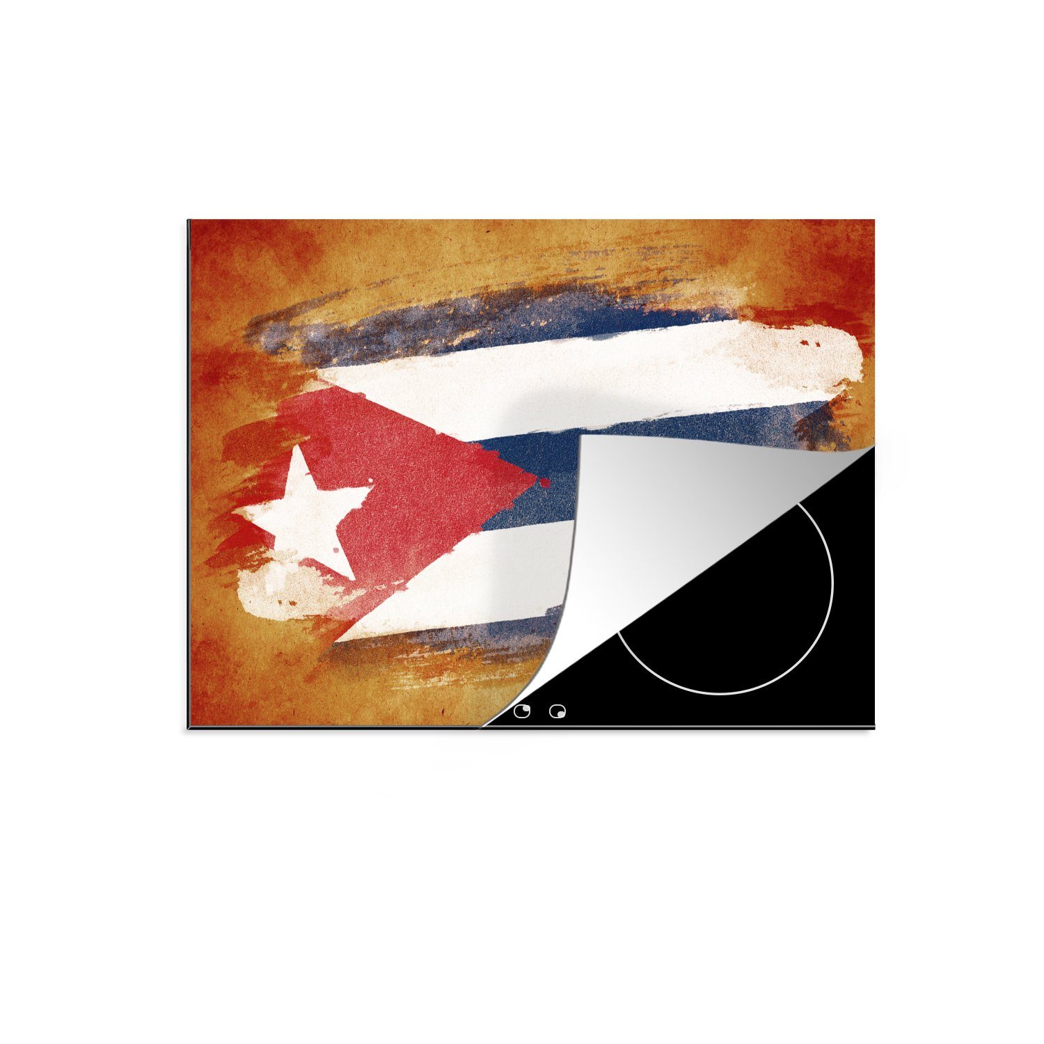 tlg), cm, Flagge der Arbeitsfläche Illustration Eine von nutzbar, MuchoWow (1 Mobile Vinyl, Herdblende-/Abdeckplatte Kuba, 70x52 Ceranfeldabdeckung