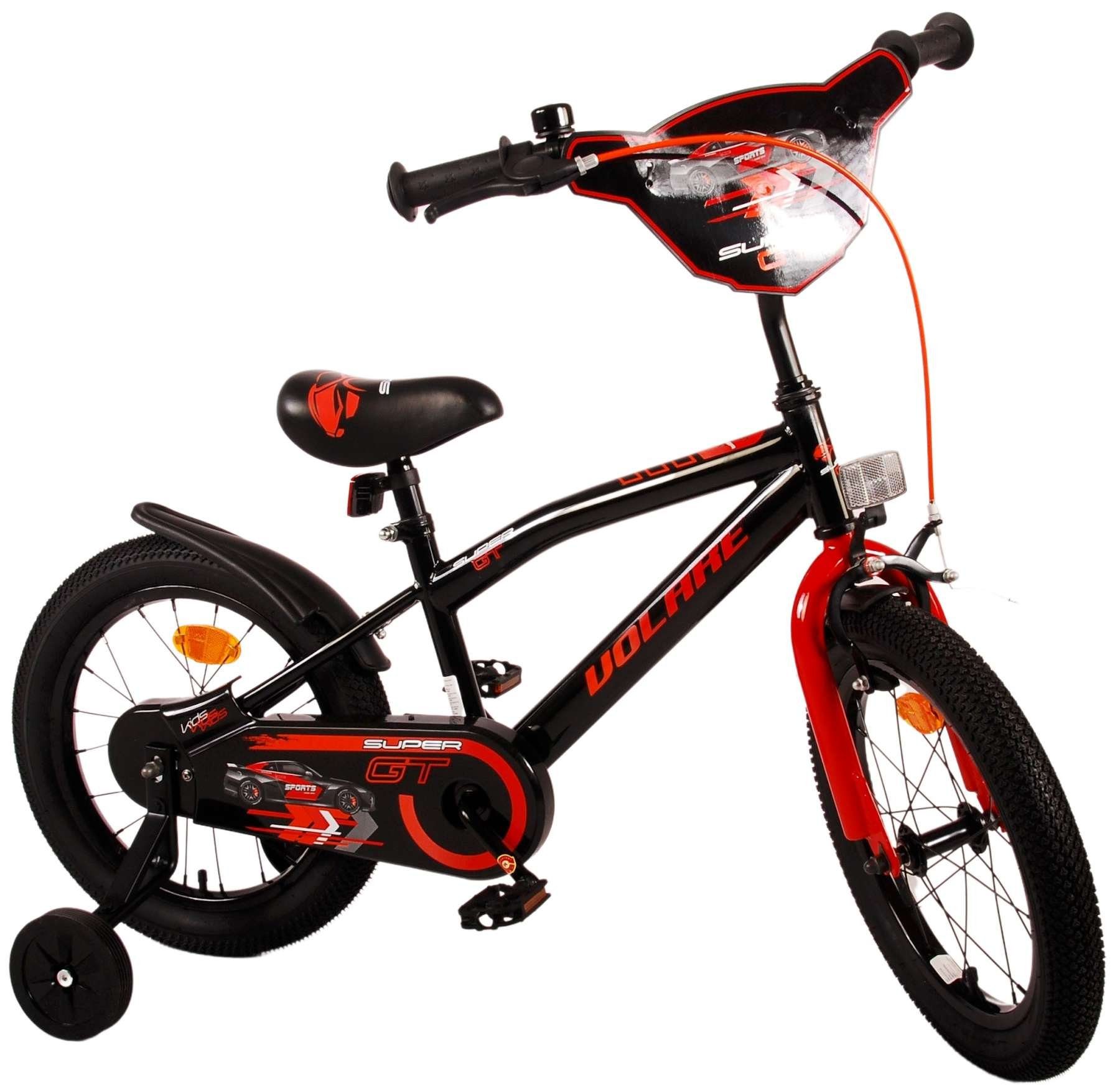 TPFSports Kinderfahrrad Volare Super GT 16 Zoll mit Rücktritt und Handbremse, 1 Gang, (Kinder Jugend Fahrrad - Jungsfahrrad - Rutschfeste Sicherheitsgriffe), Kinder Fahrrad 16 Zoll - Jugend Fahrrad - Rot