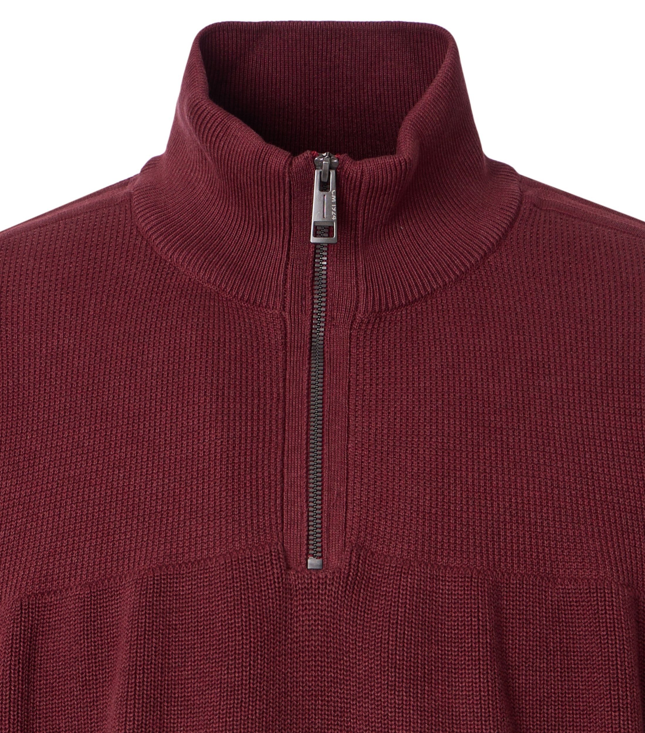 CASAMODA Troyer CASAMODA Herren Strick-Troyer Zipper Regular Baumwolle Rot