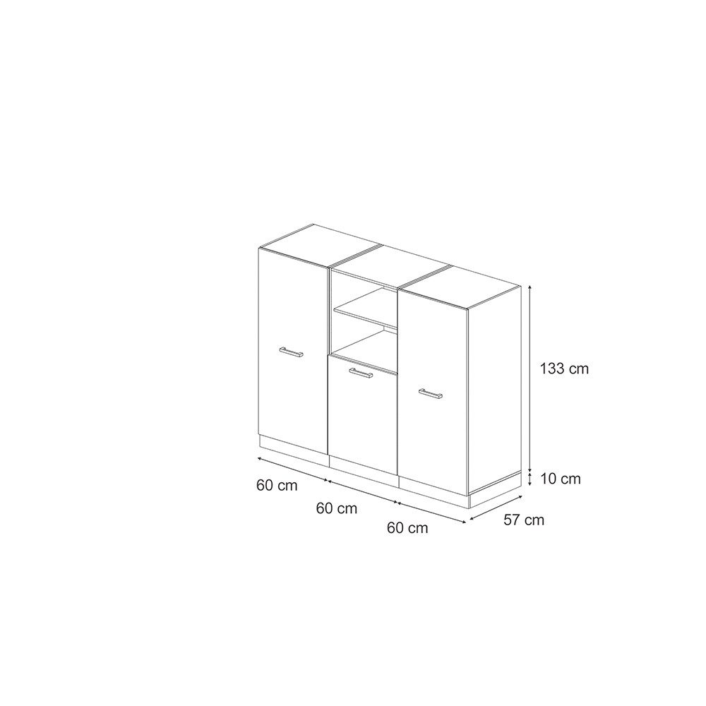Vicco Küchenzeile R-Line, Schwarz Beton/Goldkraft Eiche, 180 cm ohne Arbeitsplatte