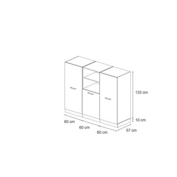 Vicco Küchenzeile R-Line, Schwarz Beton/Goldkraft Eiche, 180 cm ohne Arbeitsplatte