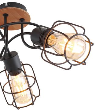 etc-shop LED Deckenspot, Leuchtmittel nicht inklusive, Deckenleuchte Wohnzimmerlampe 3 Flammig Metall schwarz Gitter D 49 cm