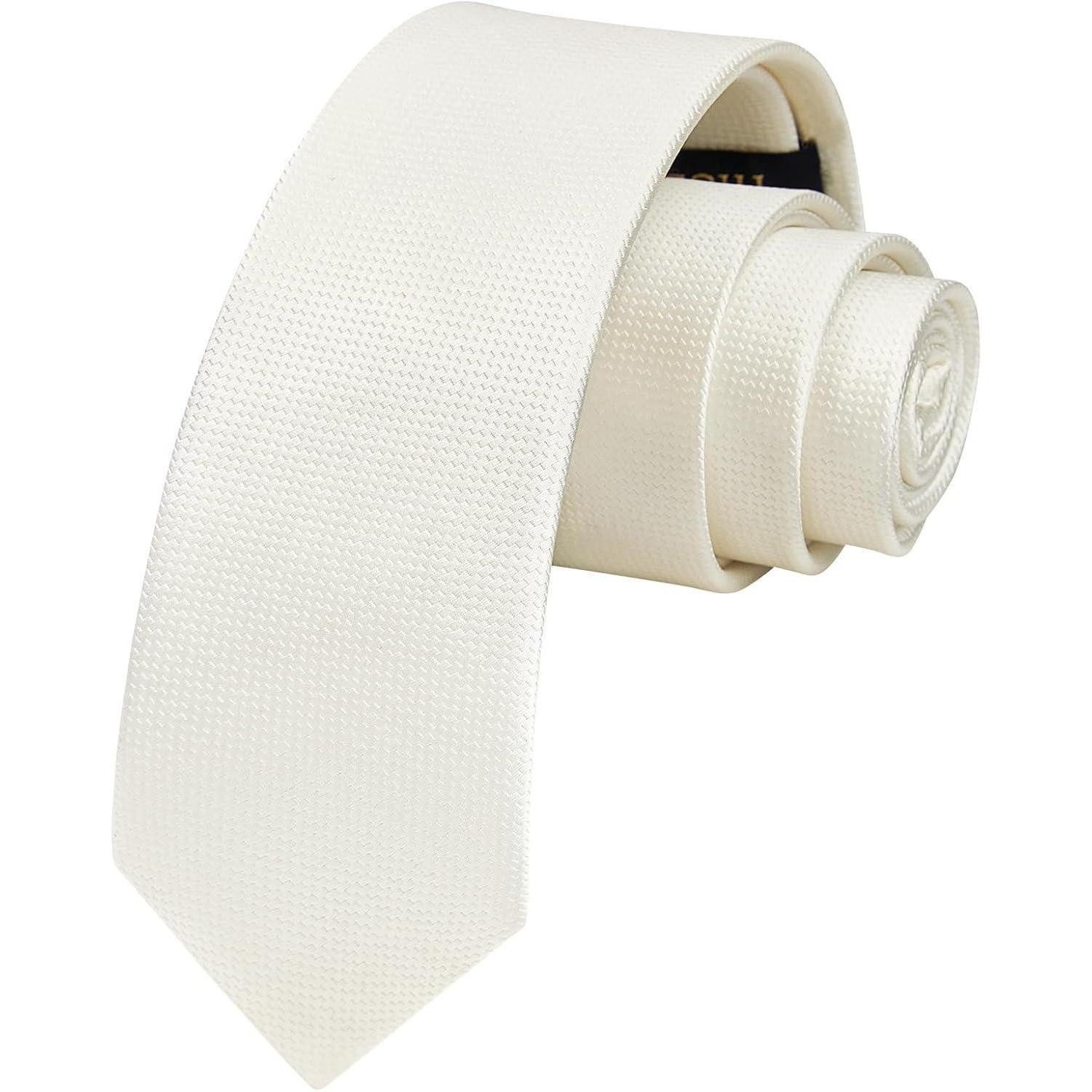 LuxusKollektion Krawatte Krawatte Herren Seide schmal 6cm Hochzeit Business Weiß Einheitsgröße