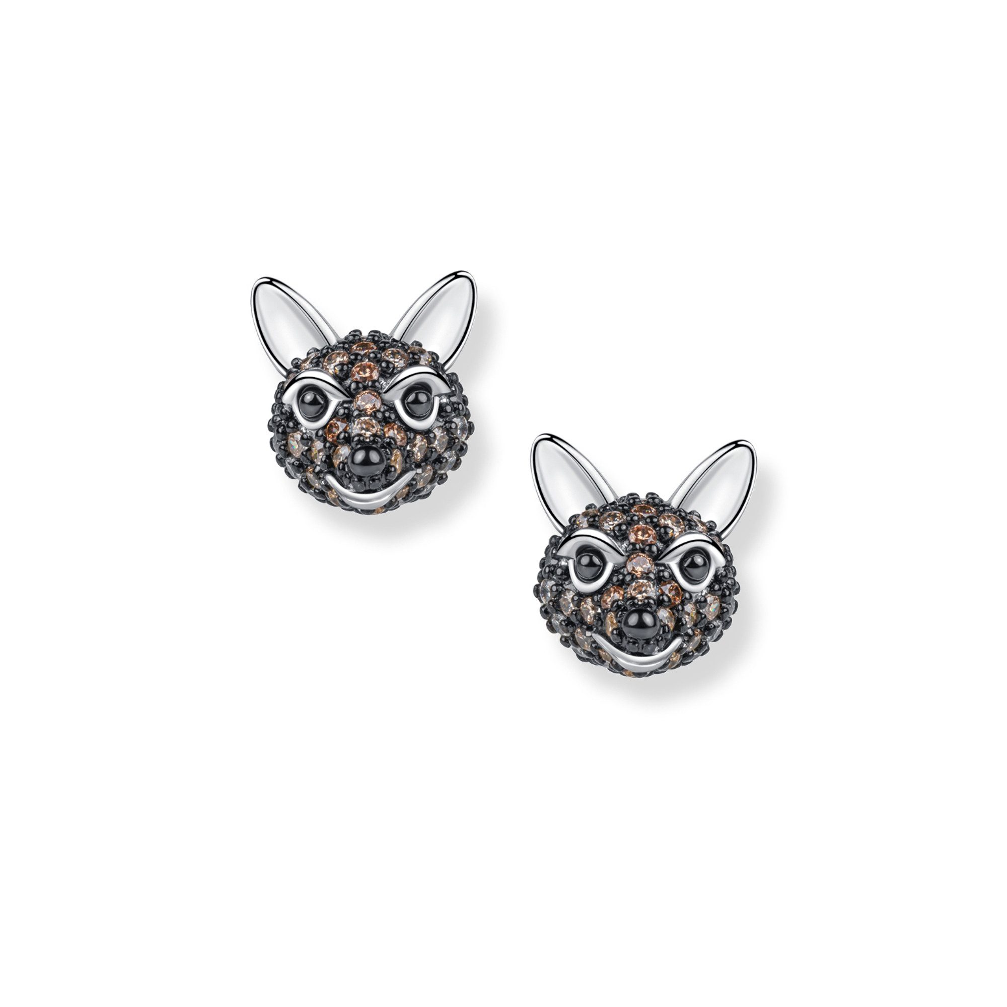 Seinerzeit FLORA & FAUNA Paar Ohrstecker Artie Fuchs Ohrringe, Material: 925 Sterling Silber, rhodiniert, geschwärzt