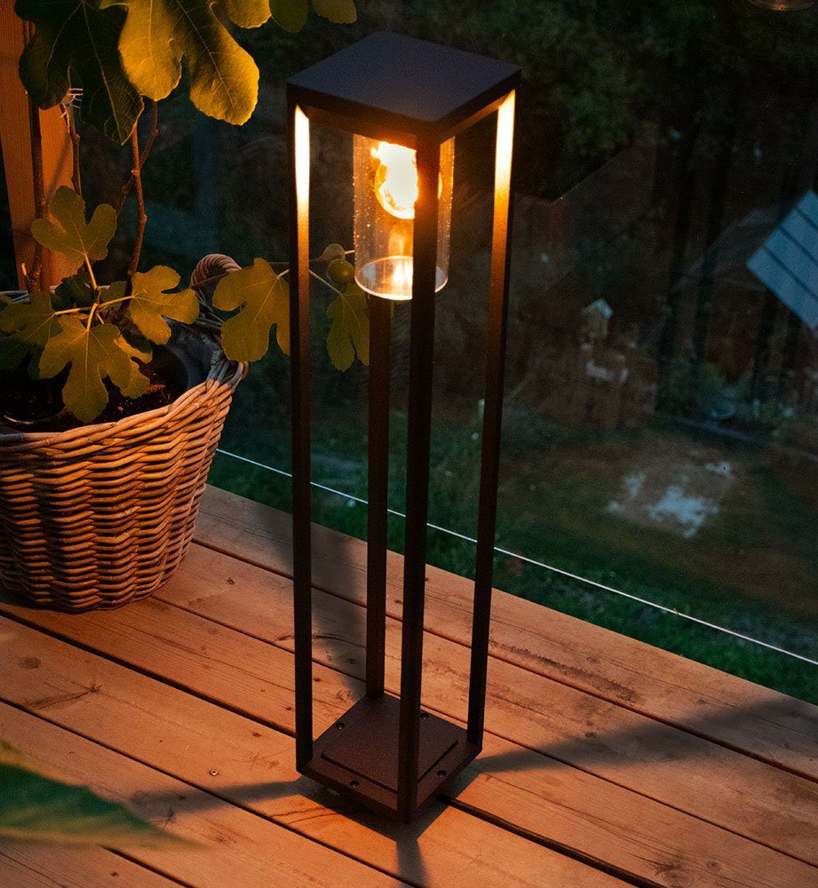 Außen-Stehlampe, Fernbedienung Garten Stand Farbwechsel, inklusive, schwarz-matt LED Leuchtmittel Warmweiß, etc-shop Leuchte ALU Steh