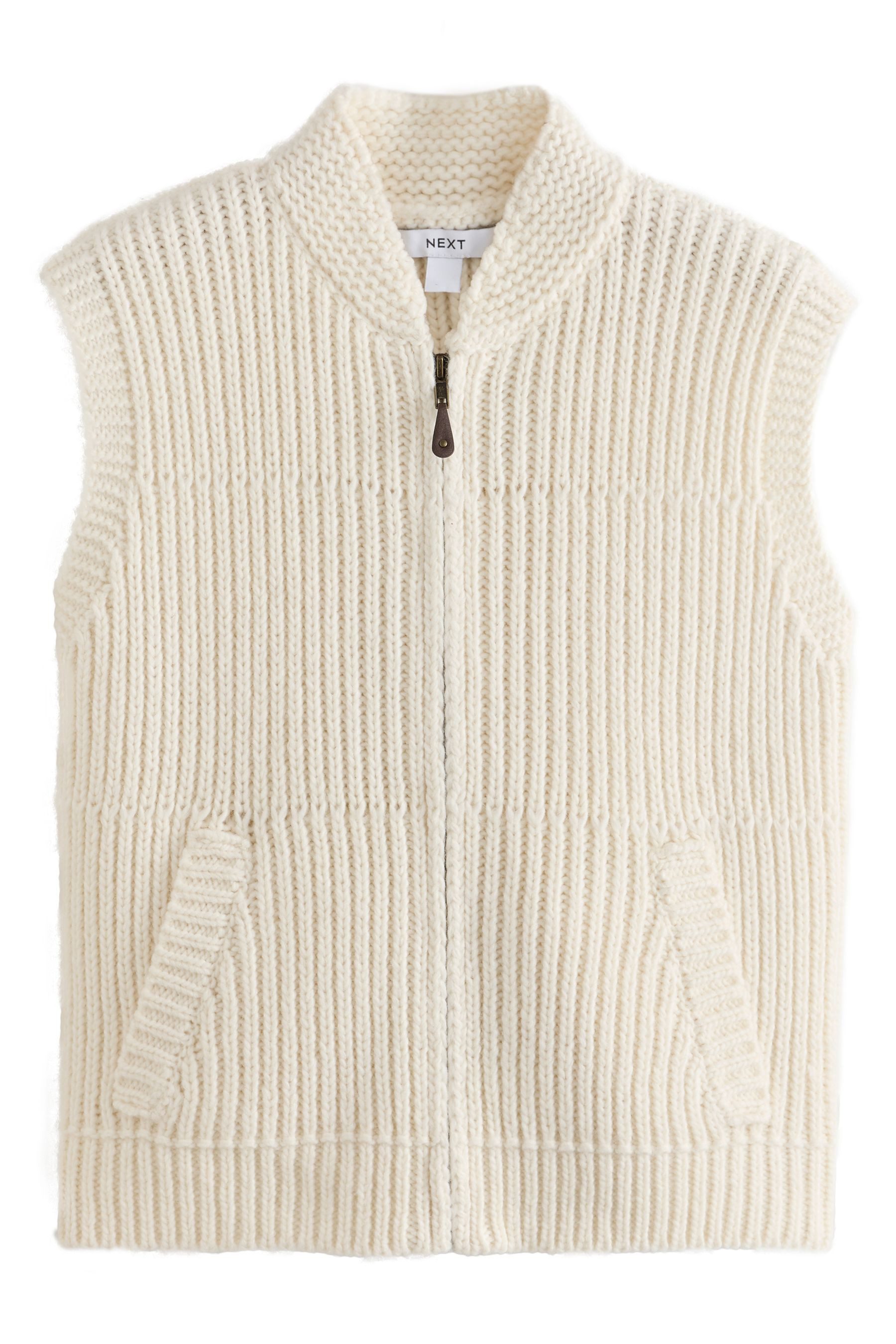 Next Steppweste Ärmellose Strickweste mit Reißverschluss + Taschen (1-tlg)
