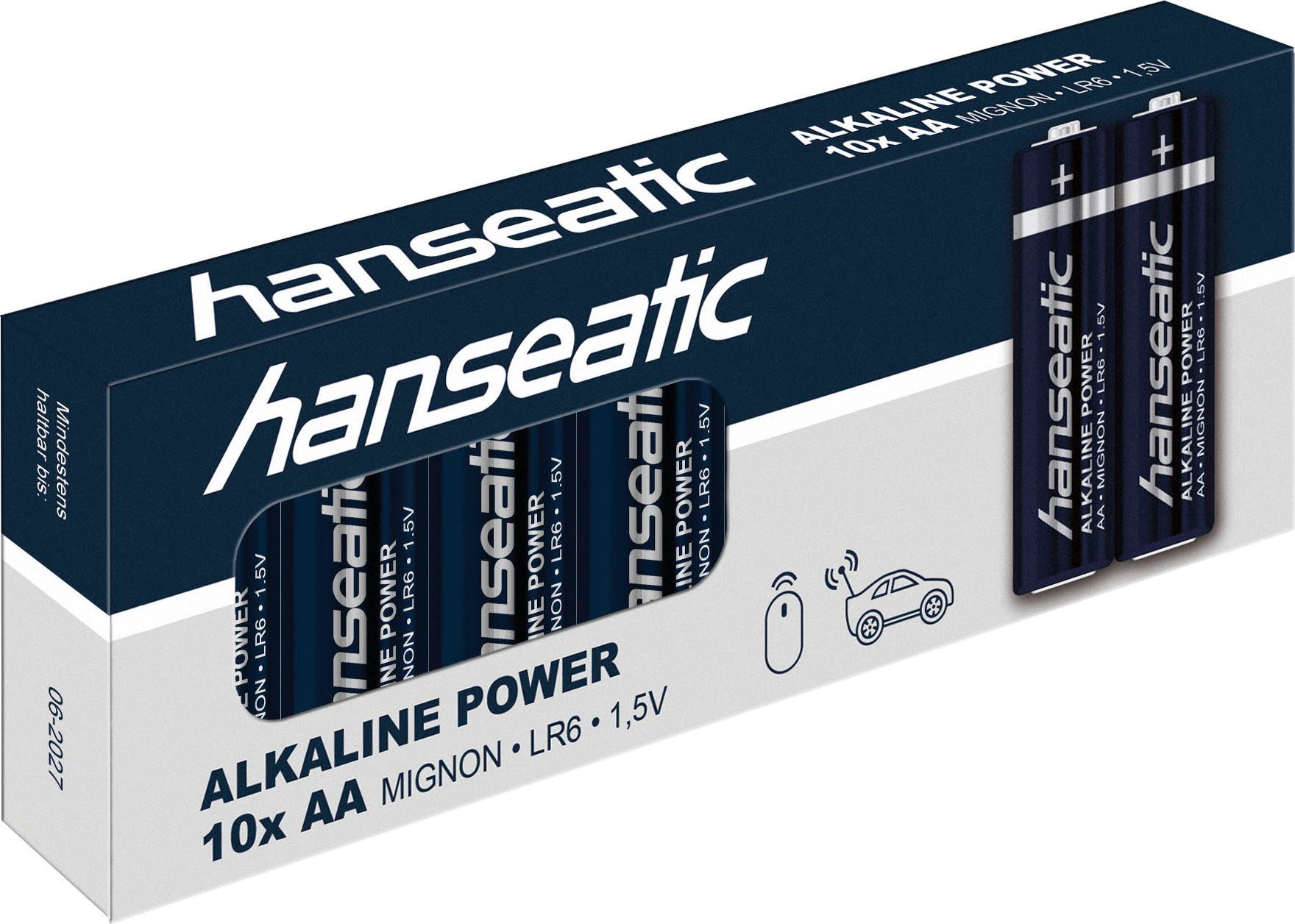 Lagerfähigkeit Hanseatic St. Jahren 10 Alkaline zu LR03 LR06 St), 5 20 Micro bis AAA, (1,5 St. + V, Batterie, AA 10 Mignon