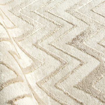 Teppich Eleganter moderner Teppich in gold-beige, TeppichHome24, rechteckig