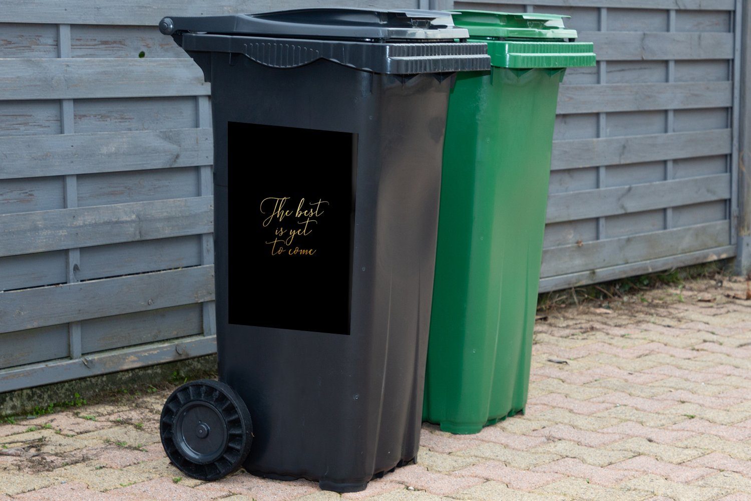 Motivation Container, Mülleimer-aufkleber, - MuchoWow Gold - Abfalbehälter Mülltonne, (1 Sticker, - St), Buchstaben Schwarz Wandsticker