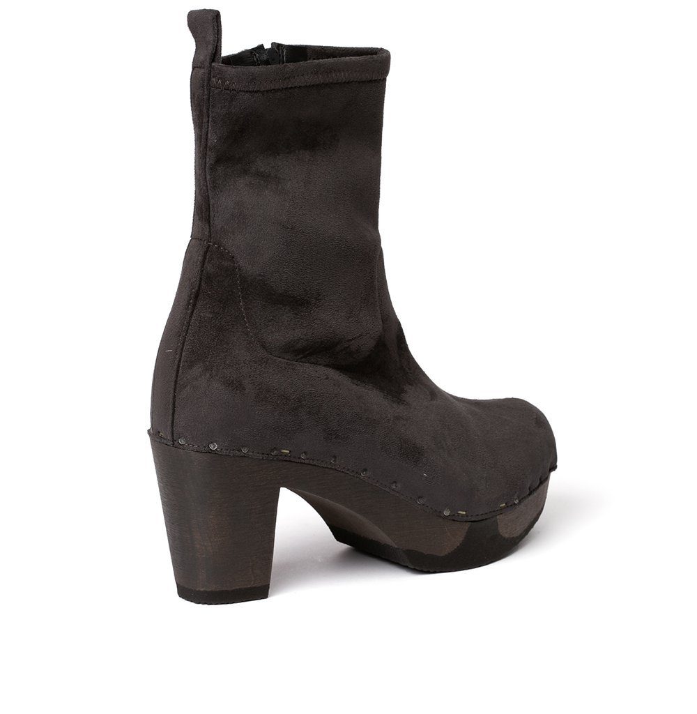 Softclox FABIA vegan Velourseffekt grau (dunkel), Winter, Holz, Clogs, Dame günstig online kaufen