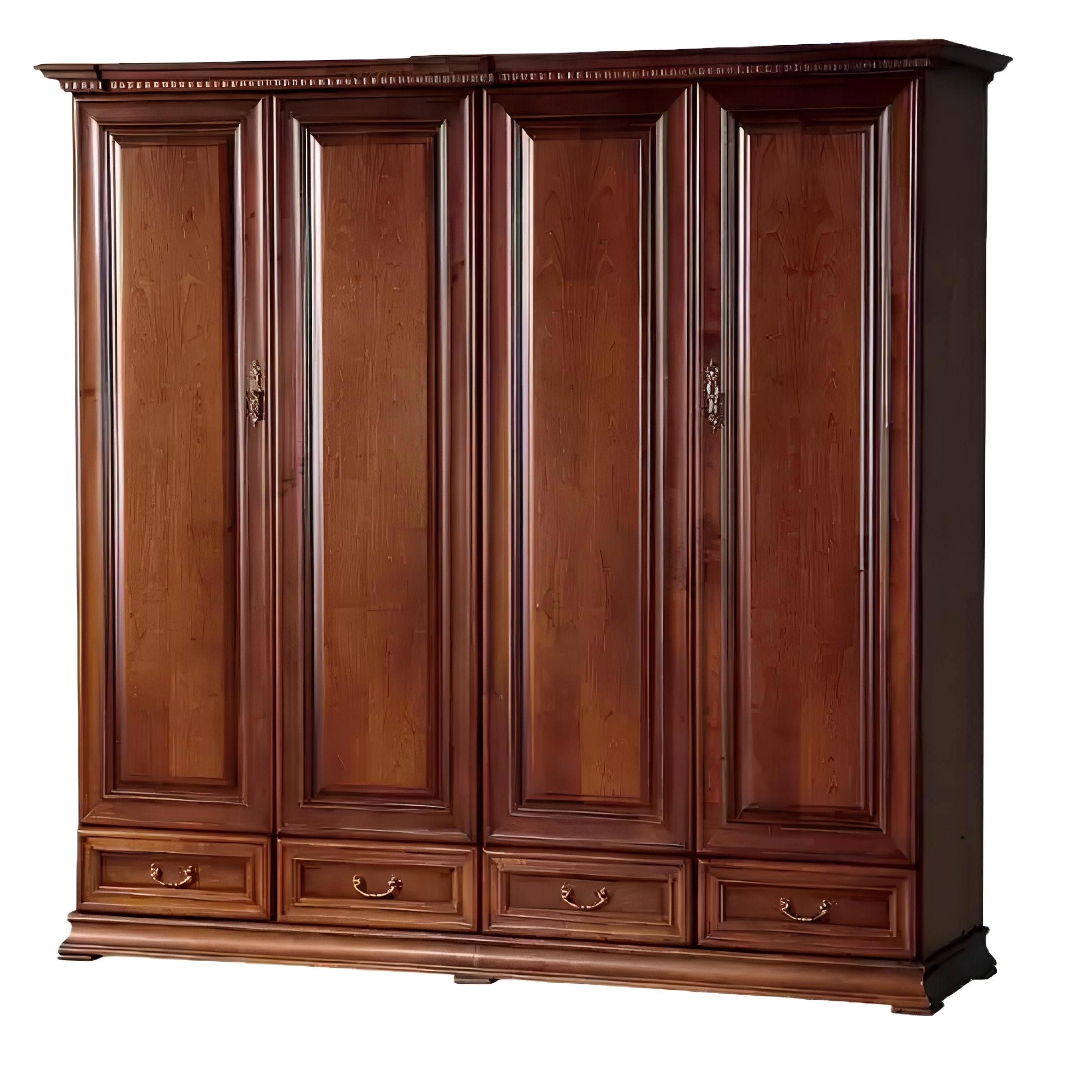 Xlmoebel Drehtürenschrank Schlafzimmer Schrank aus Holz mit Barock-Rokoko-Stil, 4 Türen (Kleiderschrank) Hergestellt in Europa