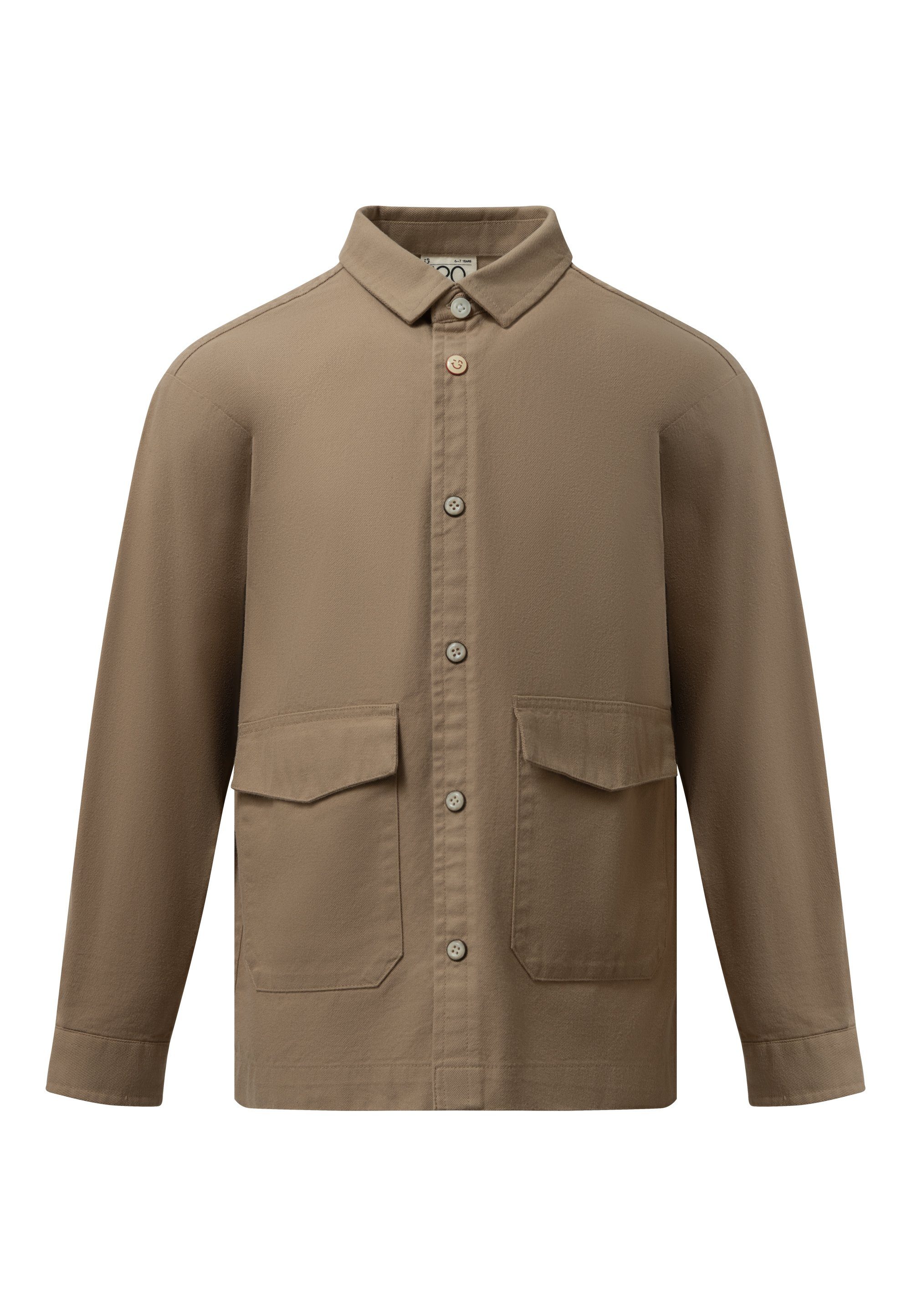 GIORDANO junior Langarmhemd mit aufgesetzten Taschen khaki | Hemden