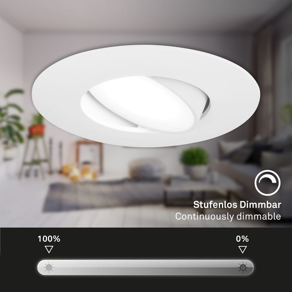 Briloner Leuchten LED Einbaustrahler 7597036, Dimmfunktion, LED fest integriert, 2700K - Extra-Warmweiß