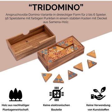 Logoplay Holzspiele Spielesammlung, Tridomino mit Punkten für 2 bis 6 Spieler - mit 56 Spielsteinen im HolzkastenHolzspielzeug