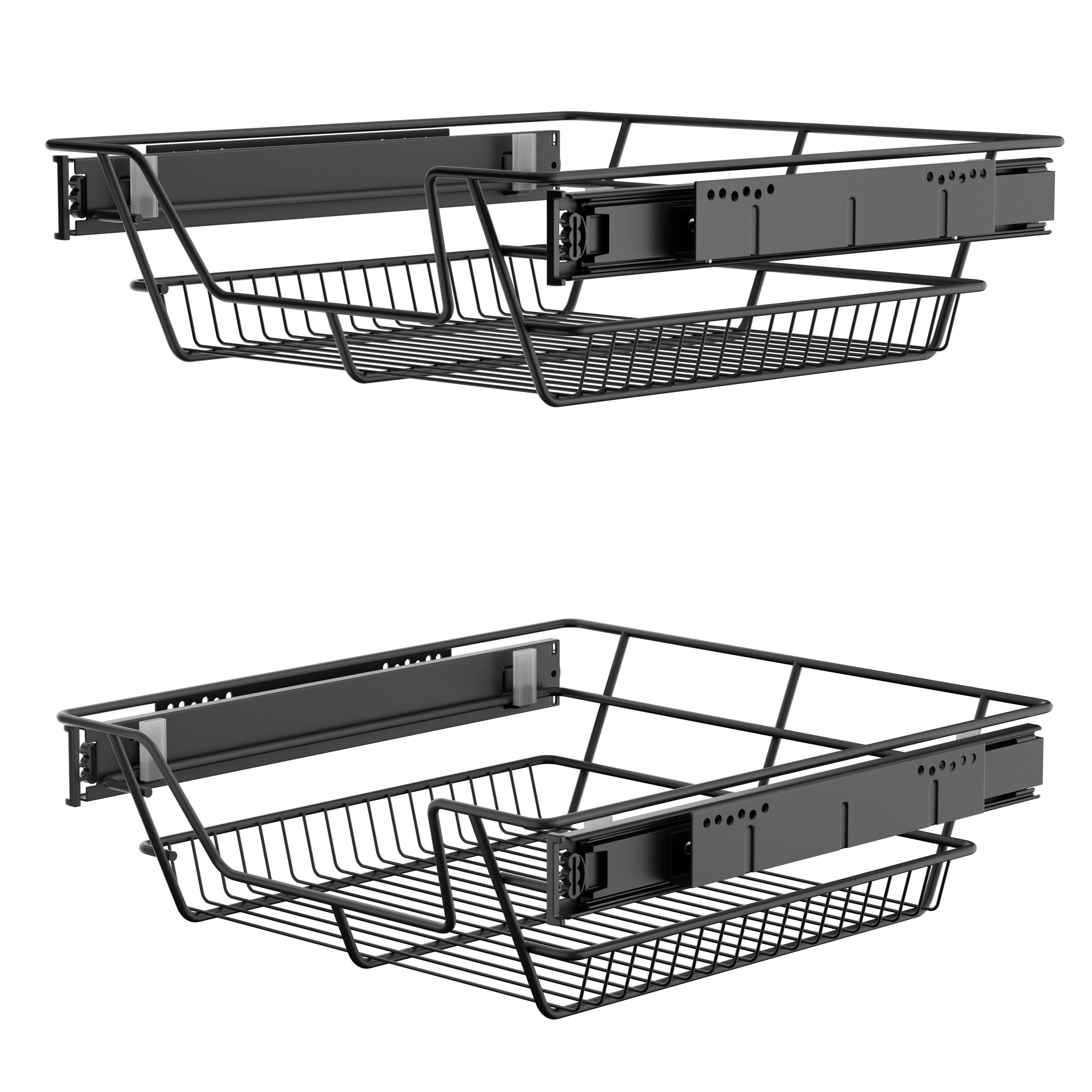 FIVMEN Schublade Teleskopschublade 2 Stück Ausziehbare Küchenschublade, Schlafzimmerschublade Küchen Regal, Silber/Schwarz