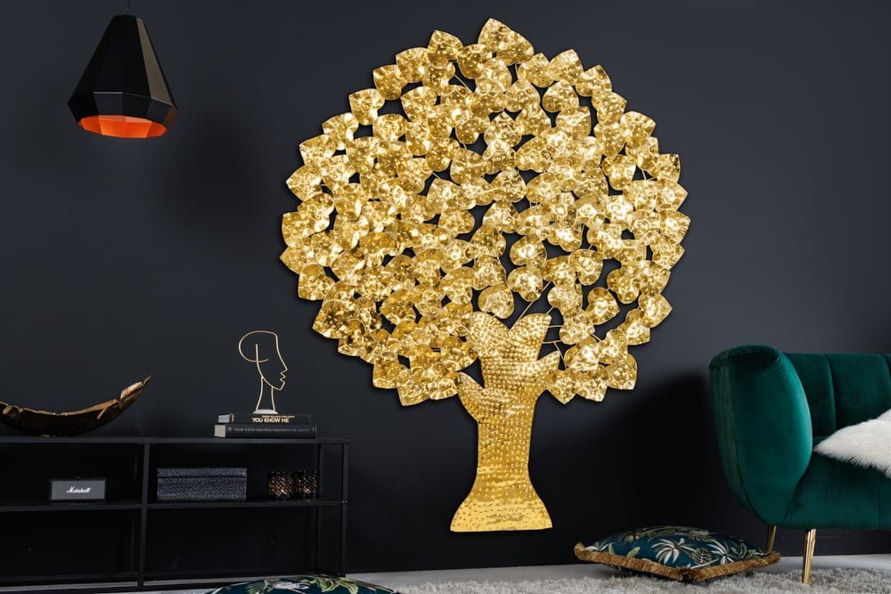 St), (Einzelartikel, 1 · Wohnzimmer 170cm · · · XXL Accessoire gold LIFE Handarbeit Urban Design OF TREE Metall Jungle riess-ambiente · Wanddekoobjekt