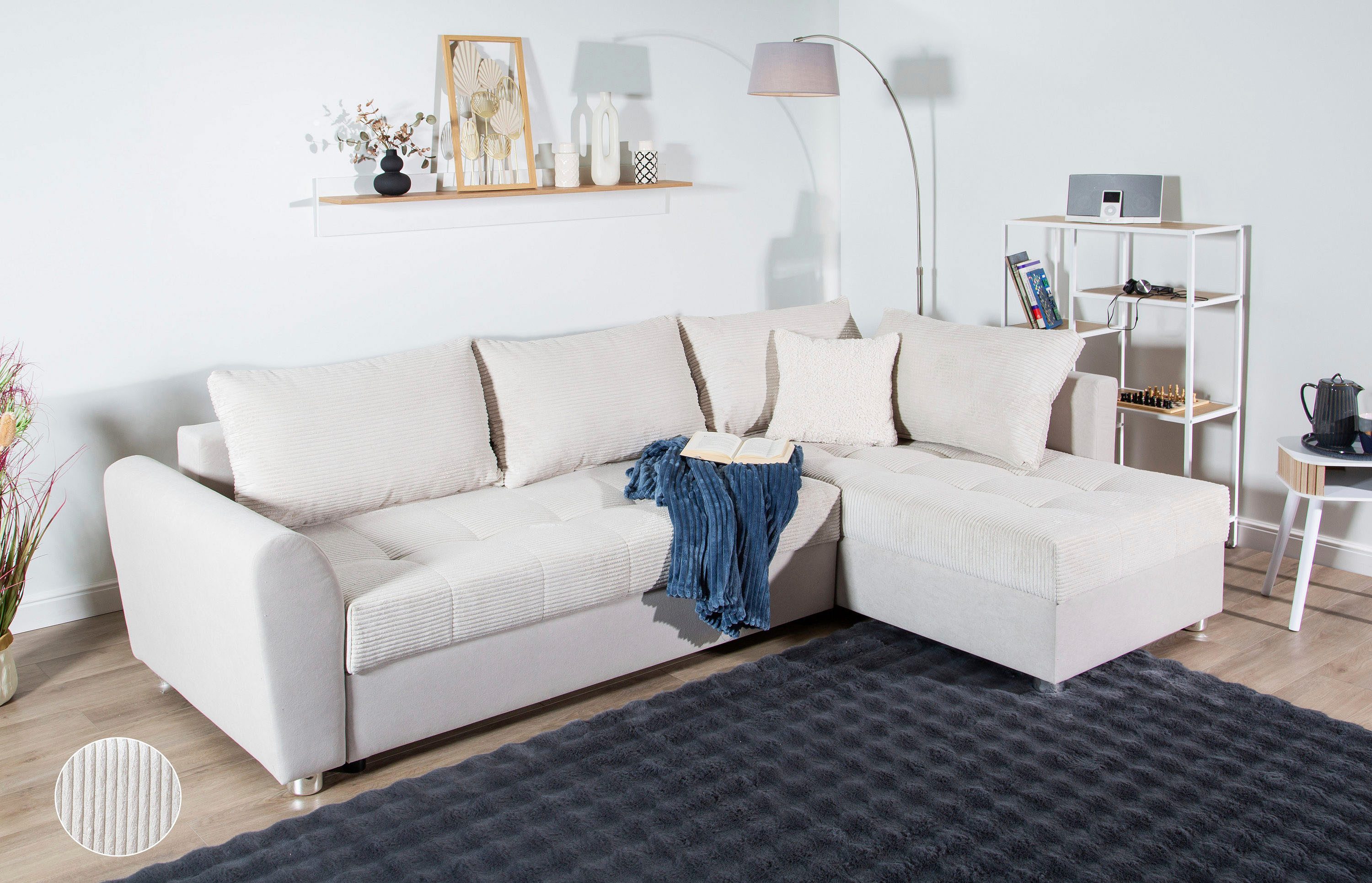 COLLECTION AB Ecksofa Jana XL L-Form, B: 250 cm, Schlaffunktion, Bettkasten & 1 Zierkissen, Federkern